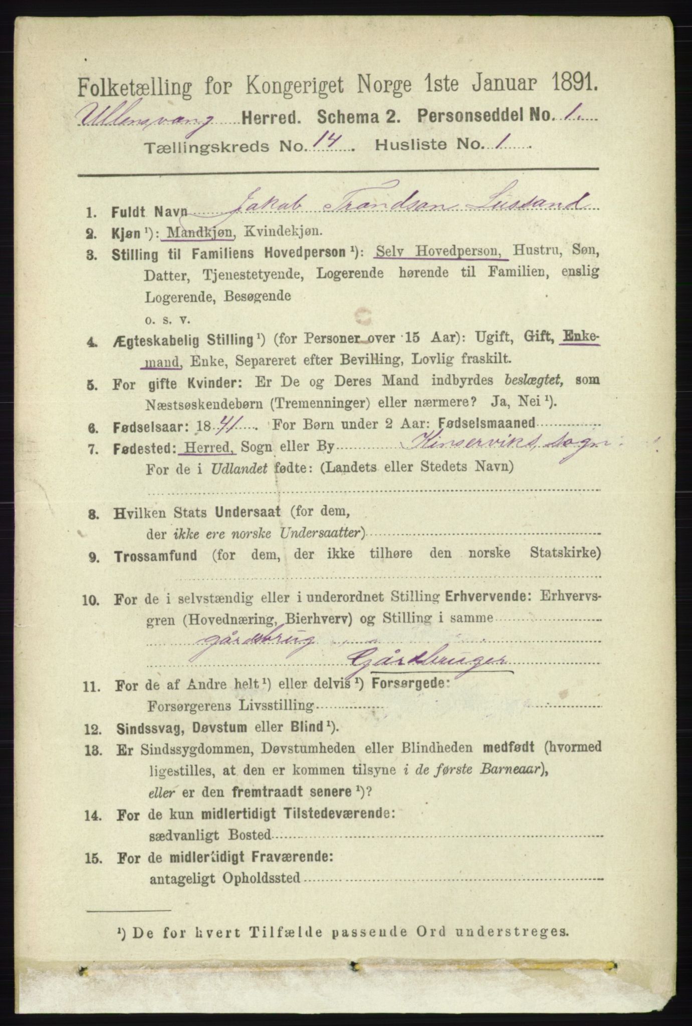 RA, 1891 census for 1230 Ullensvang, 1891, p. 5553