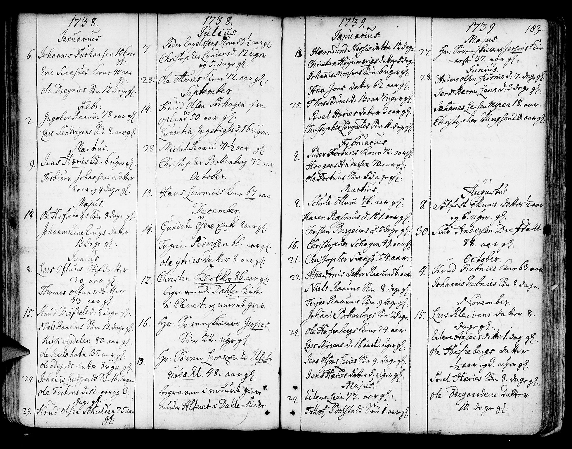 Luster sokneprestembete, SAB/A-81101/H/Haa/Haaa/L0001: Parish register (official) no. A 1, 1731-1803, p. 183