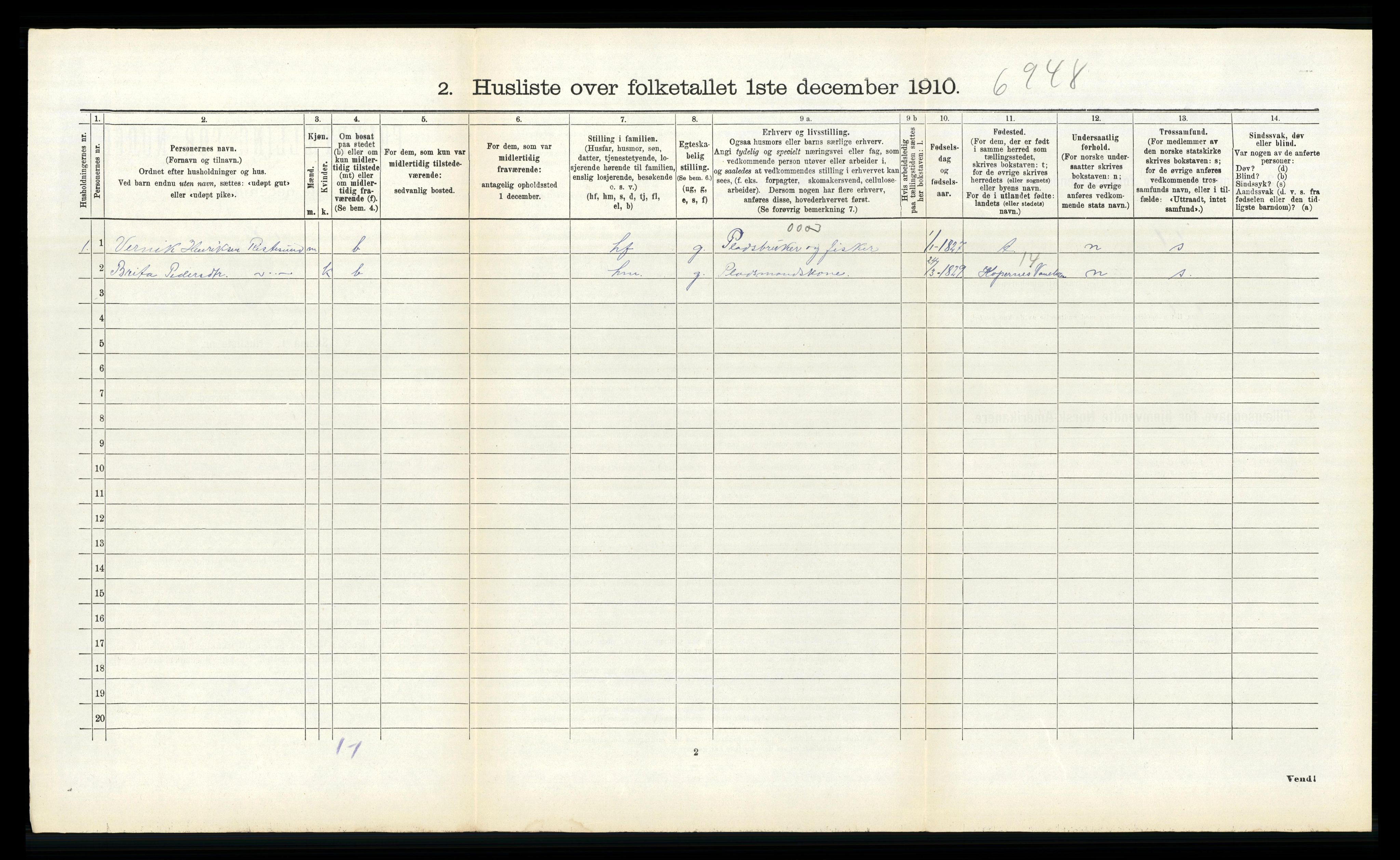 RA, 1910 census for Sande, 1910, p. 673