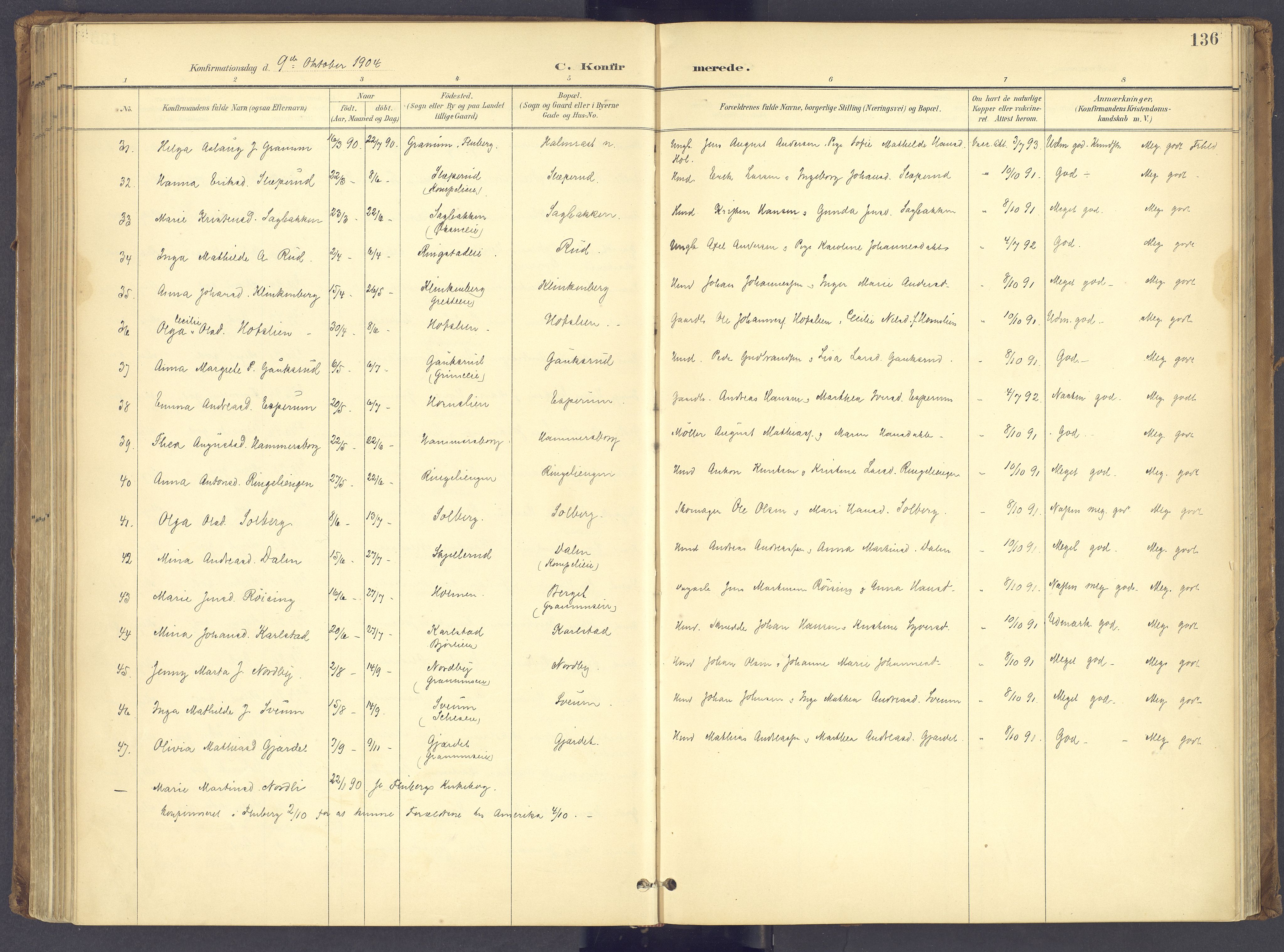 Søndre Land prestekontor, AV/SAH-PREST-122/K/L0006: Parish register (official) no. 6, 1895-1904, p. 136