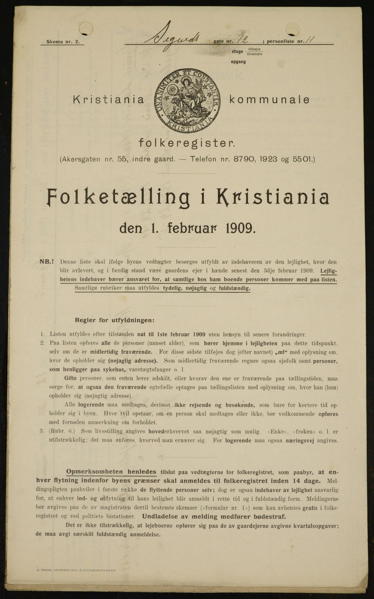 OBA, Municipal Census 1909 for Kristiania, 1909, p. 86314