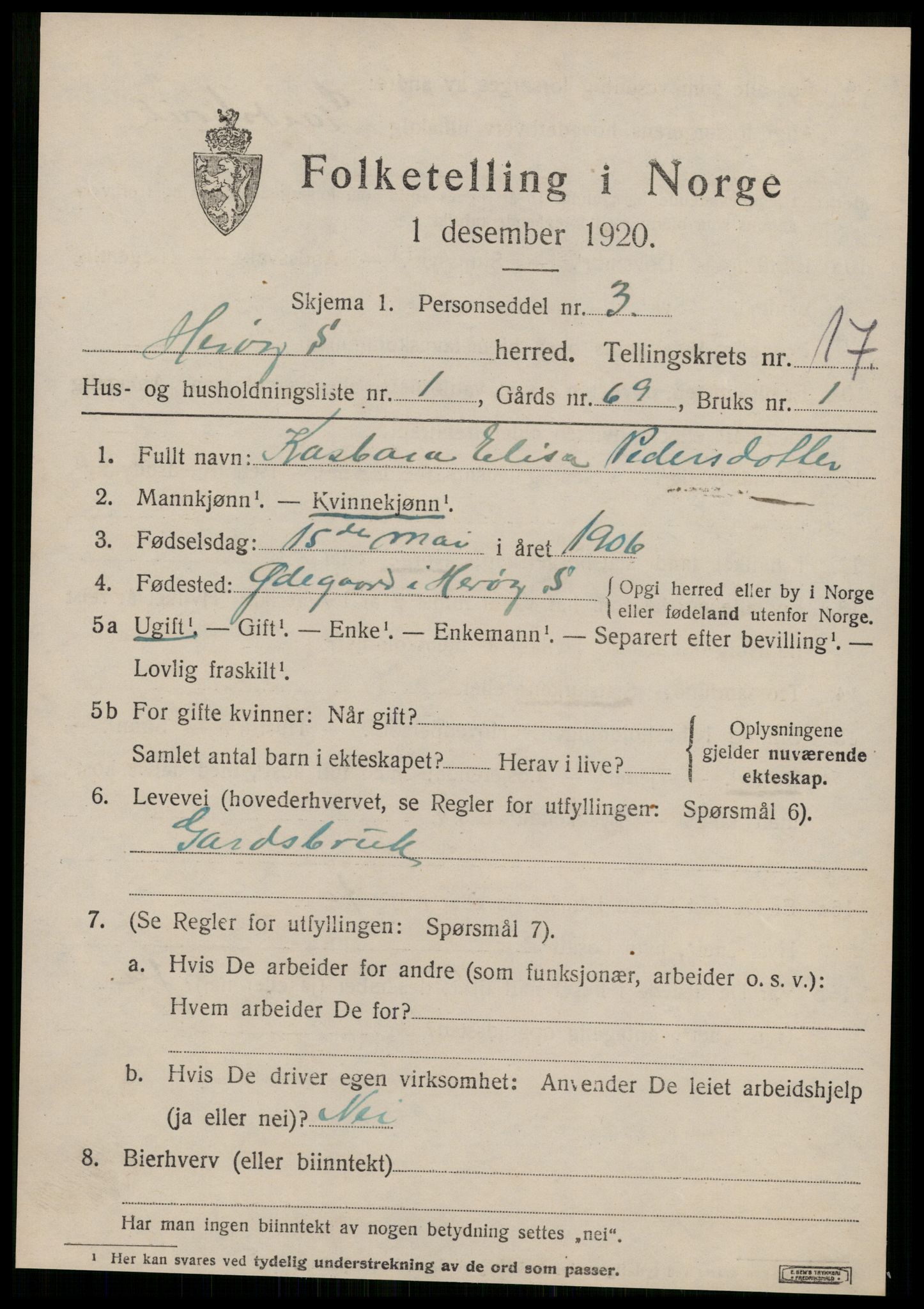 SAT, 1920 census for Herøy (MR), 1920, p. 10355