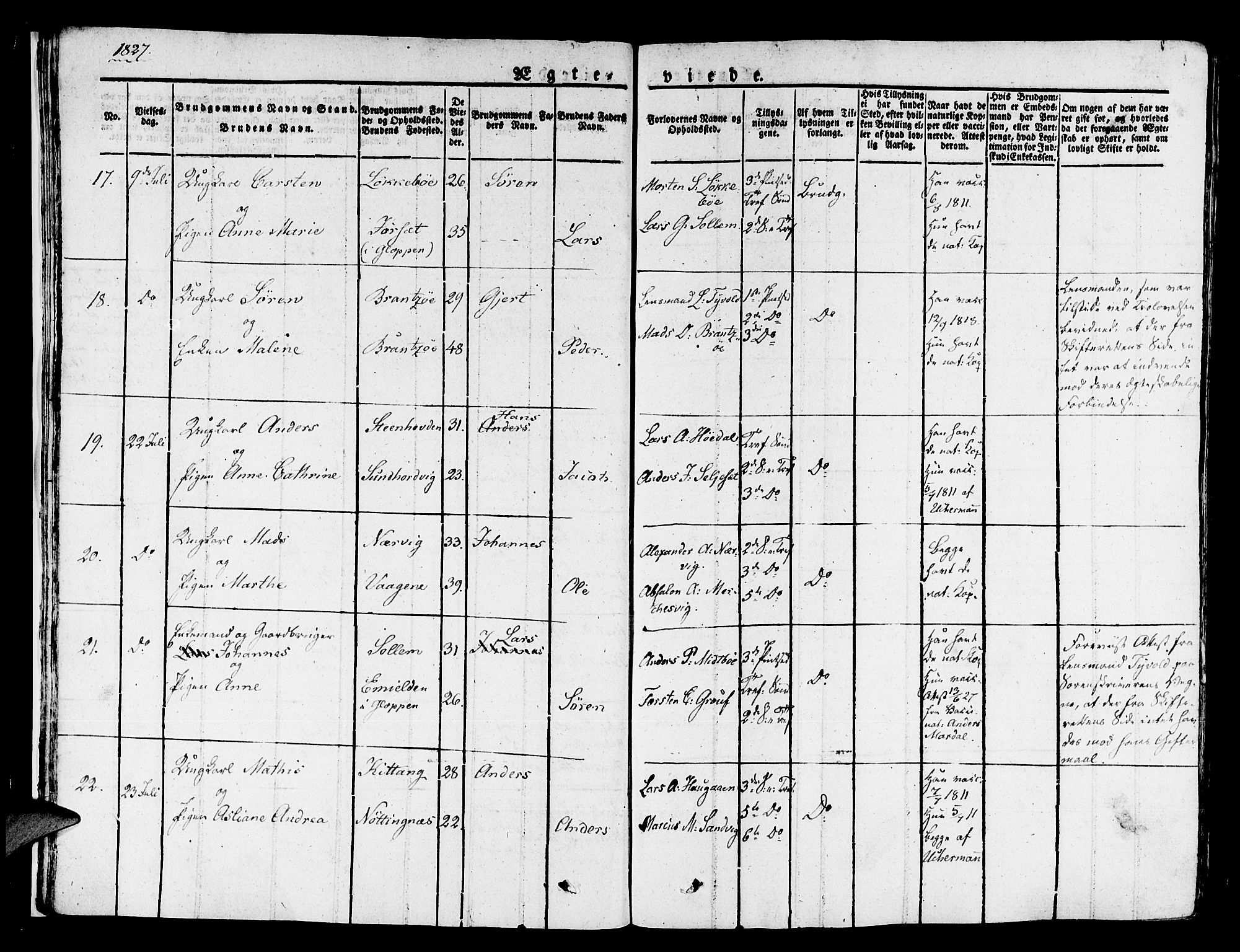 Kinn sokneprestembete, AV/SAB-A-80801/H/Haa/Haaa/L0004/0002: Parish register (official) no. A 4II, 1822-1840, p. 19