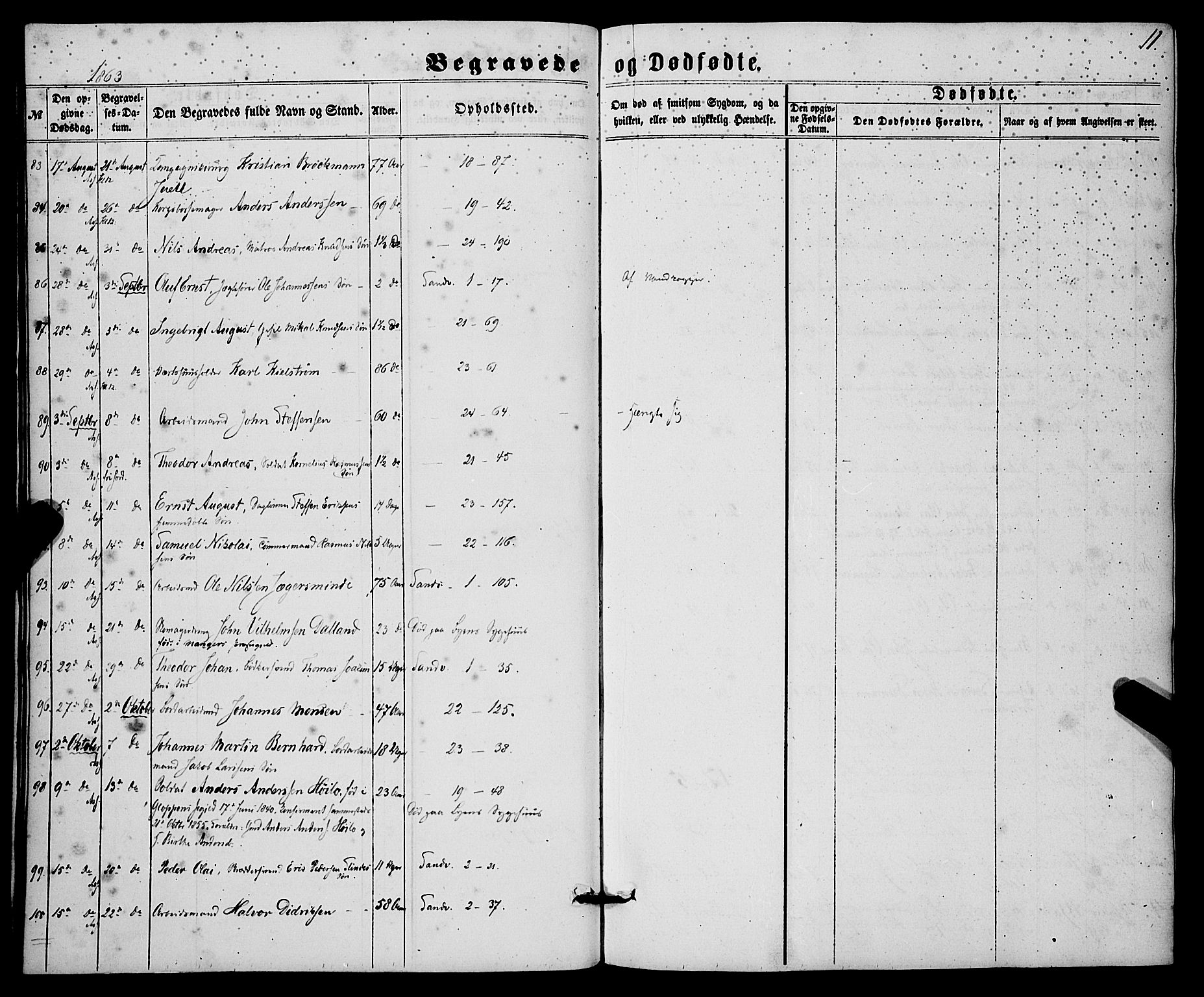 Korskirken sokneprestembete, SAB/A-76101/H/Haa/L0045: Parish register (official) no. E 3, 1863-1875, p. 11