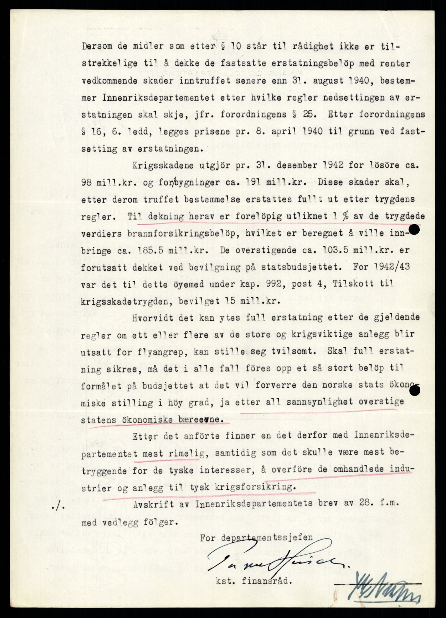 Forsvarets Overkommando. 2 kontor. Arkiv 11.4. Spredte tyske arkivsaker, AV/RA-RAFA-7031/D/Dar/Darb/L0003: Reichskommissariat - Hauptabteilung Vervaltung, 1940-1945, p. 191