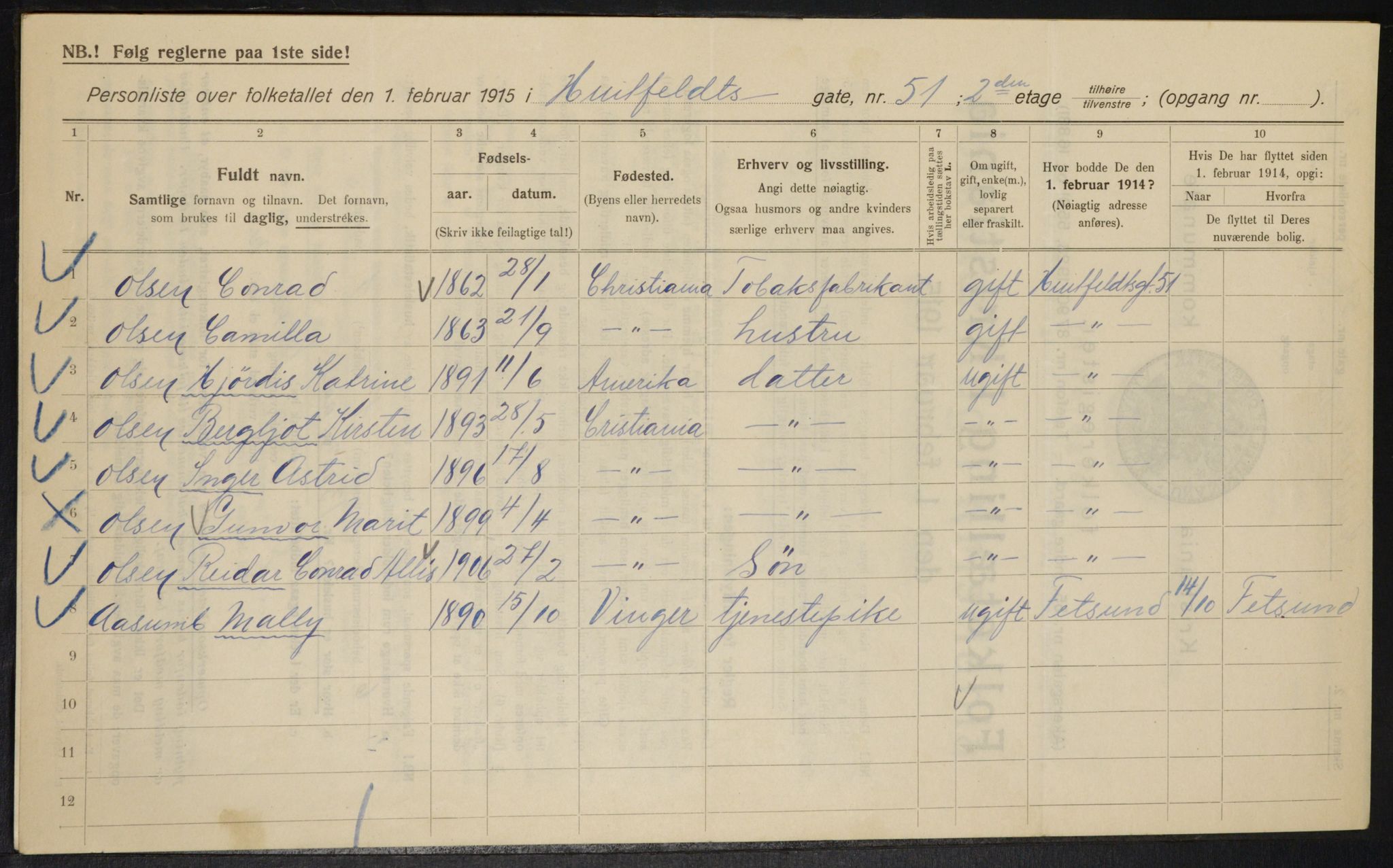 OBA, Municipal Census 1915 for Kristiania, 1915, p. 41731