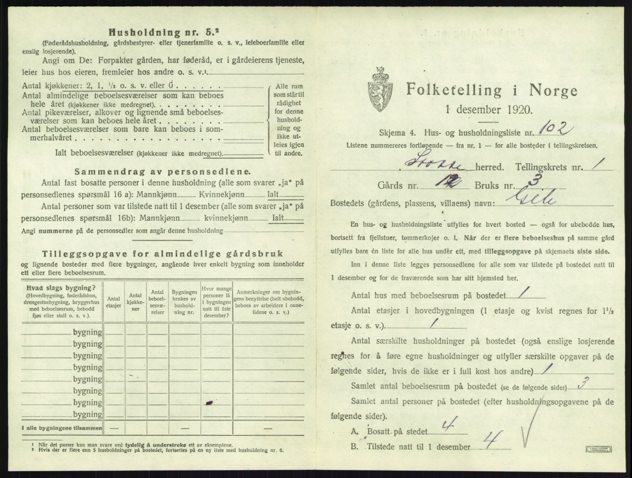 SAKO, 1920 census for Stokke, 1920, p. 253