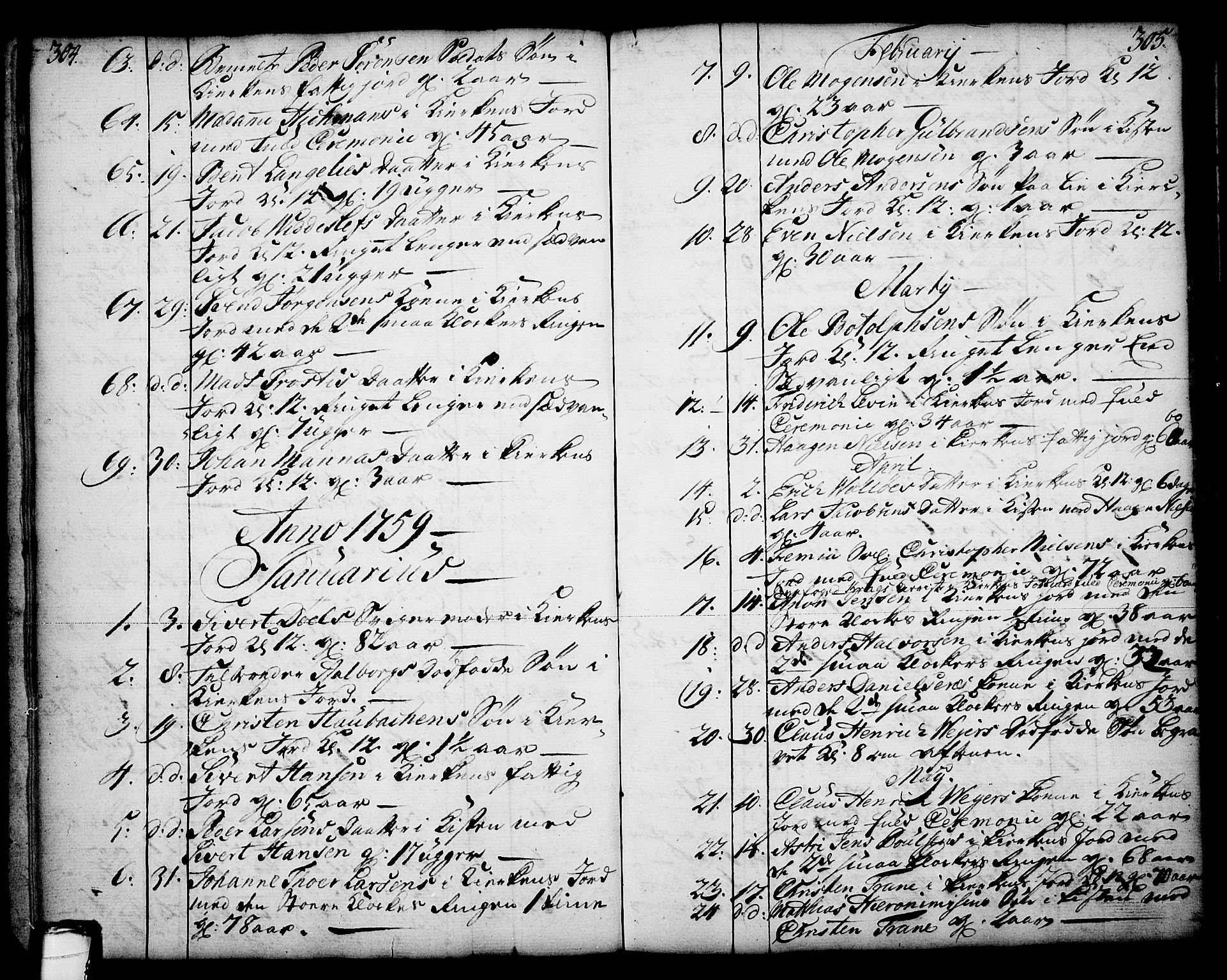 Skien kirkebøker, SAKO/A-302/F/Fa/L0003: Parish register (official) no. 3, 1755-1791, p. 304-305
