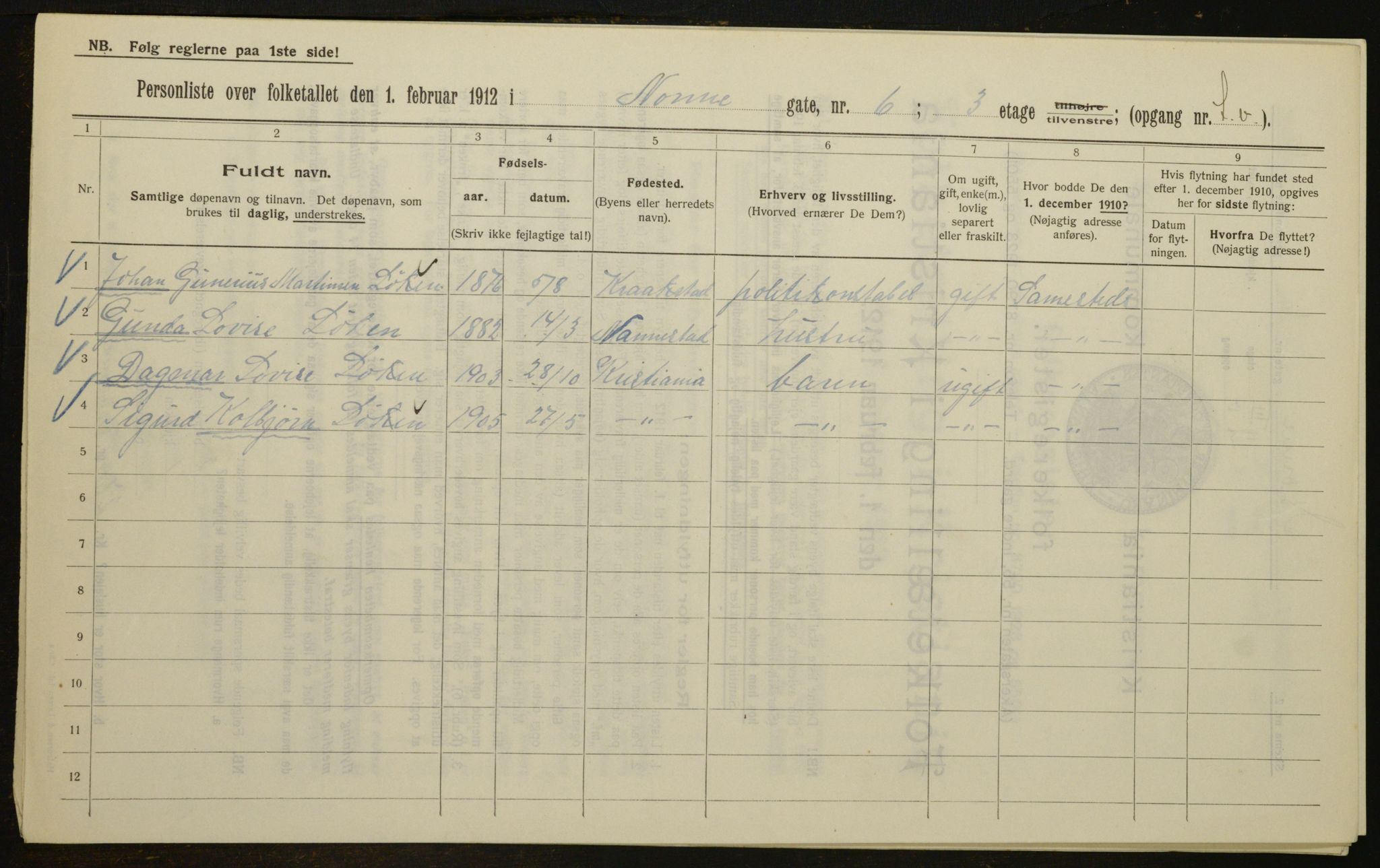 OBA, Municipal Census 1912 for Kristiania, 1912, p. 71997