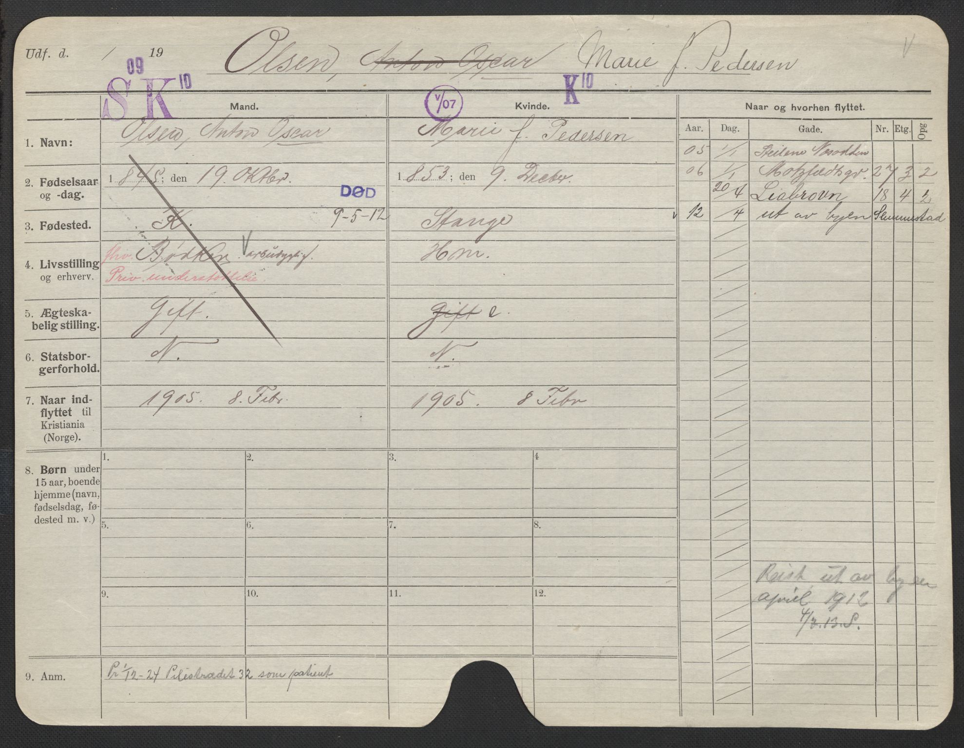 Oslo folkeregister, Registerkort, AV/SAO-A-11715/F/Fa/Fac/L0022: Kvinner, 1906-1914, p. 147a