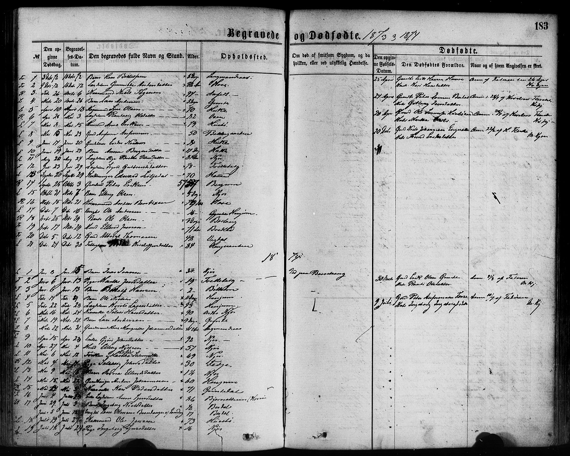 Leikanger sokneprestembete, SAB/A-81001: Parish register (official) no. A 9, 1869-1888, p. 183