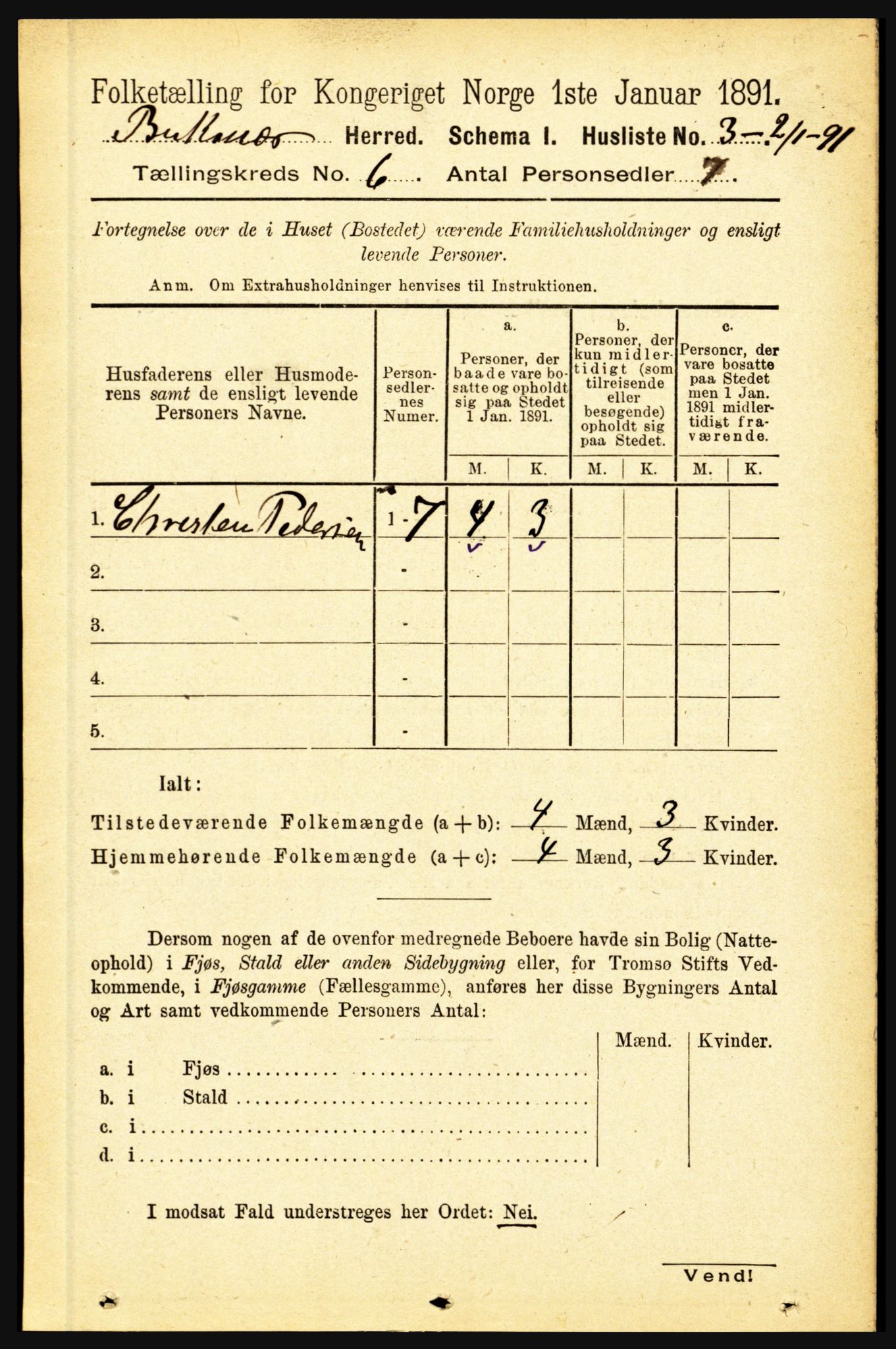 RA, 1891 census for 1860 Buksnes, 1891, p. 4465