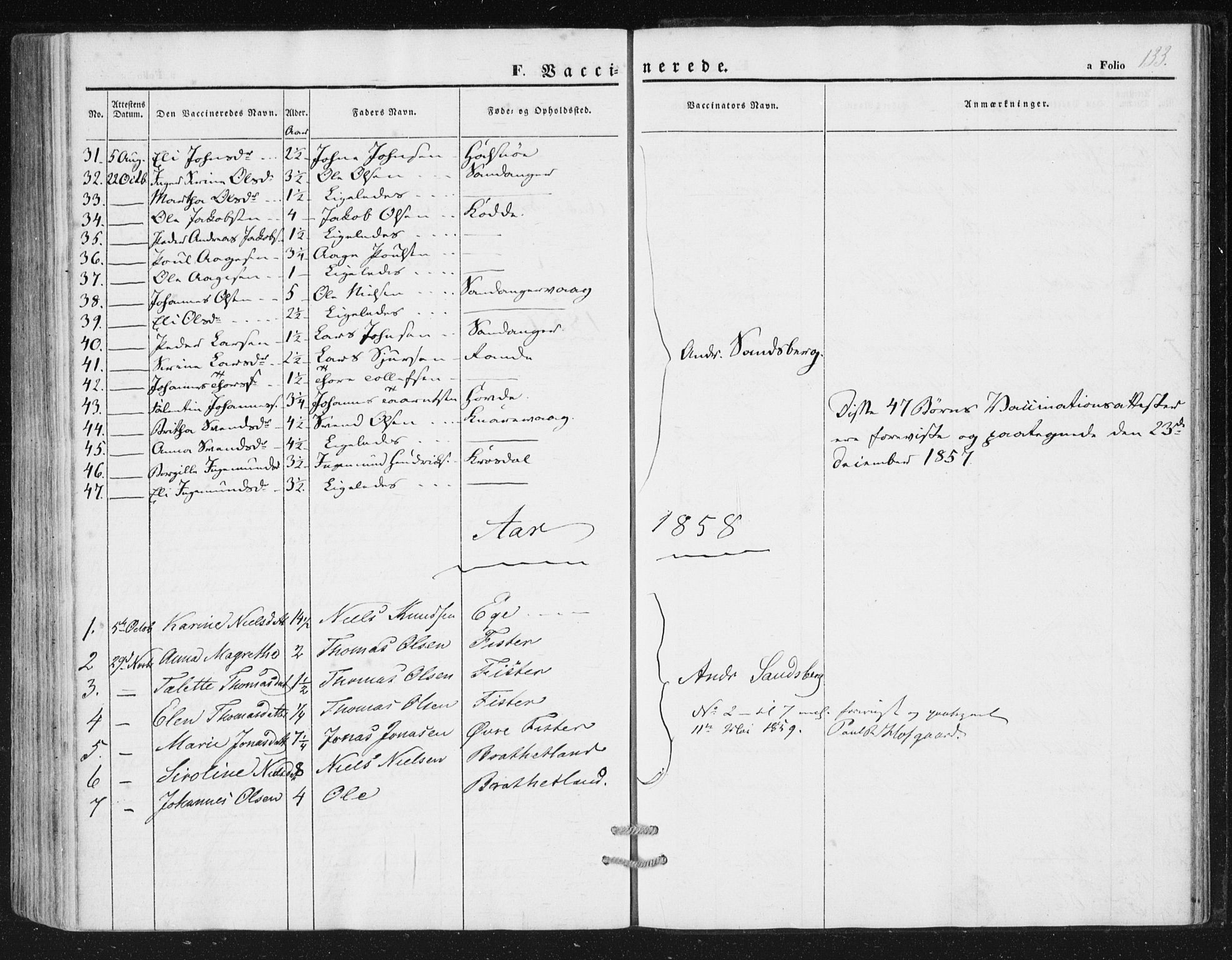 Hjelmeland sokneprestkontor, SAST/A-101843/01/IV/L0010: Parish register (official) no. A 10, 1851-1871, p. 133