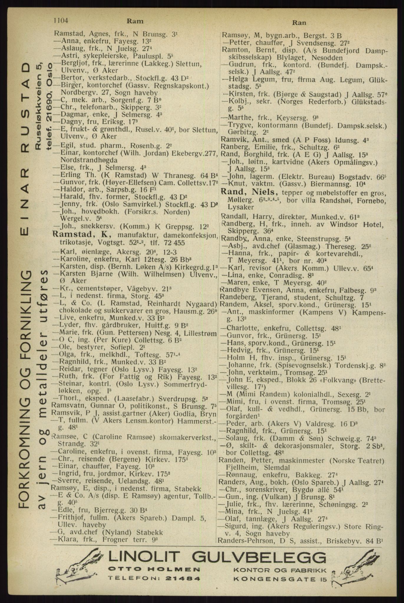 Kristiania/Oslo adressebok, PUBL/-, 1933, p. 1104