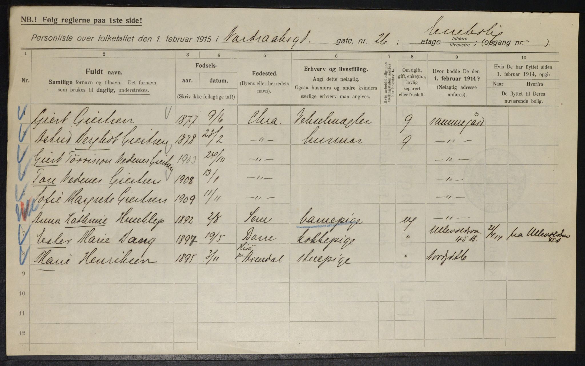 OBA, Municipal Census 1915 for Kristiania, 1915, p. 72838