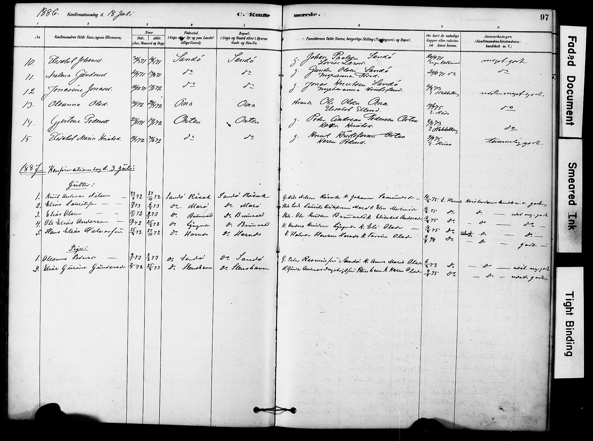 Ministerialprotokoller, klokkerbøker og fødselsregistre - Møre og Romsdal, AV/SAT-A-1454/561/L0729: Parish register (official) no. 561A03, 1878-1900, p. 97