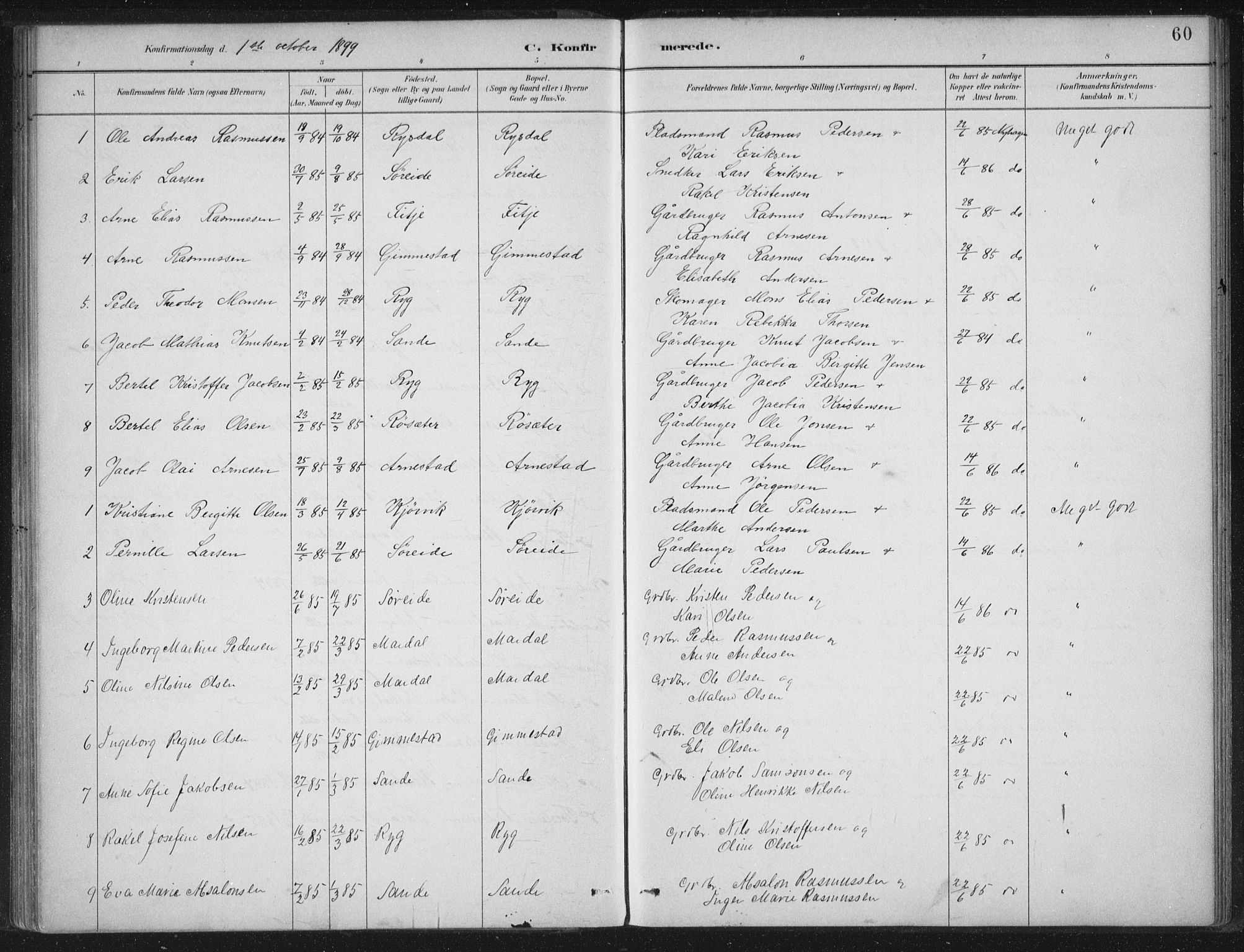 Gloppen sokneprestembete, SAB/A-80101/H/Haa/Haad/L0001: Parish register (official) no. D  1, 1885-1910, p. 60