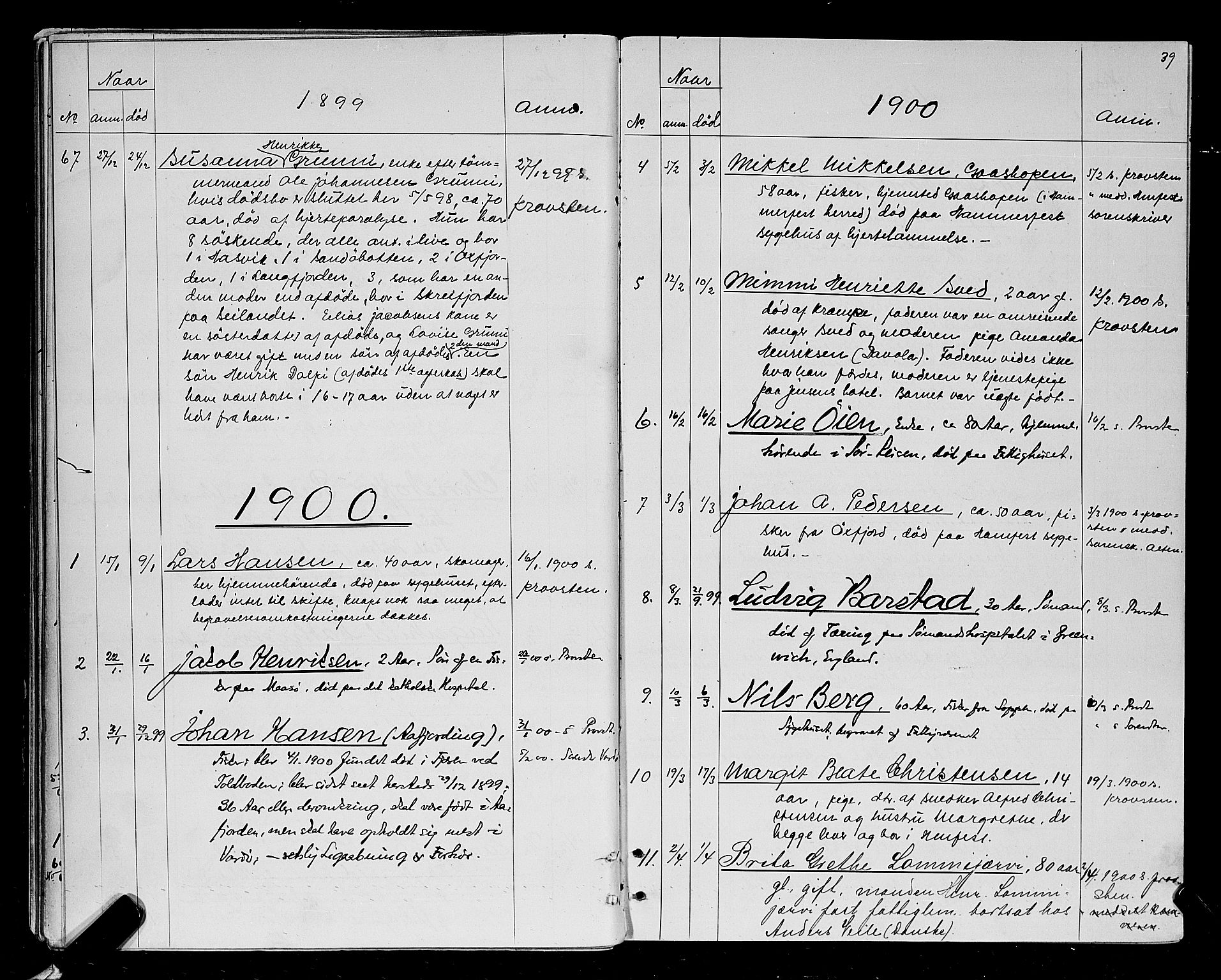Byfogden i Hammerfest, AV/SATØ-S-0064/J/L0211: Dødsanmeldelsesprotokoll, 1887-1907, p. 38b-39a