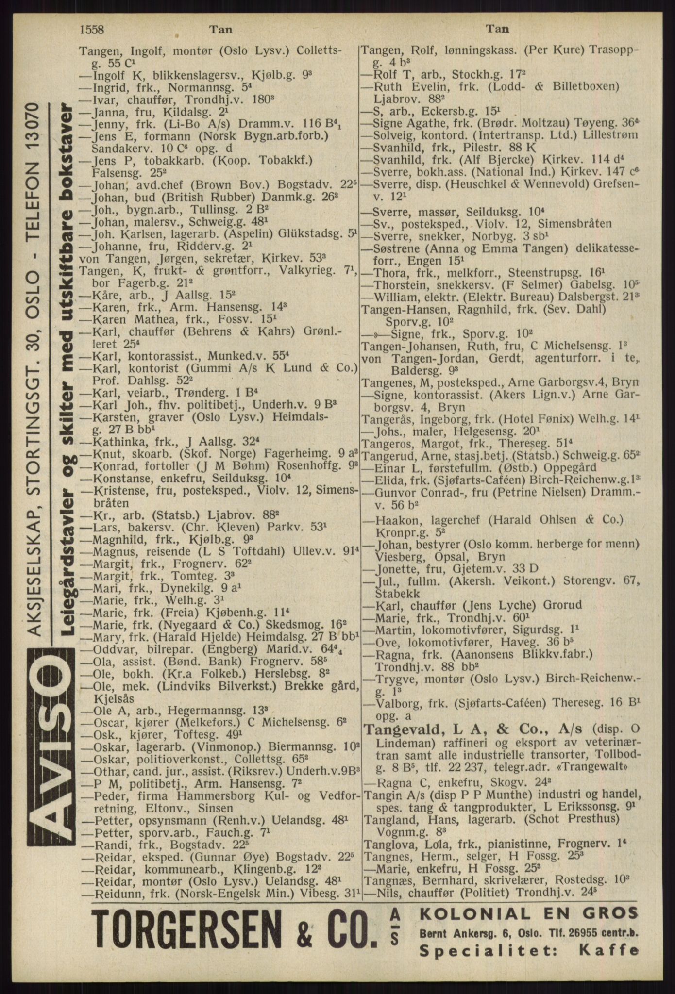 Kristiania/Oslo adressebok, PUBL/-, 1939, p. 1558