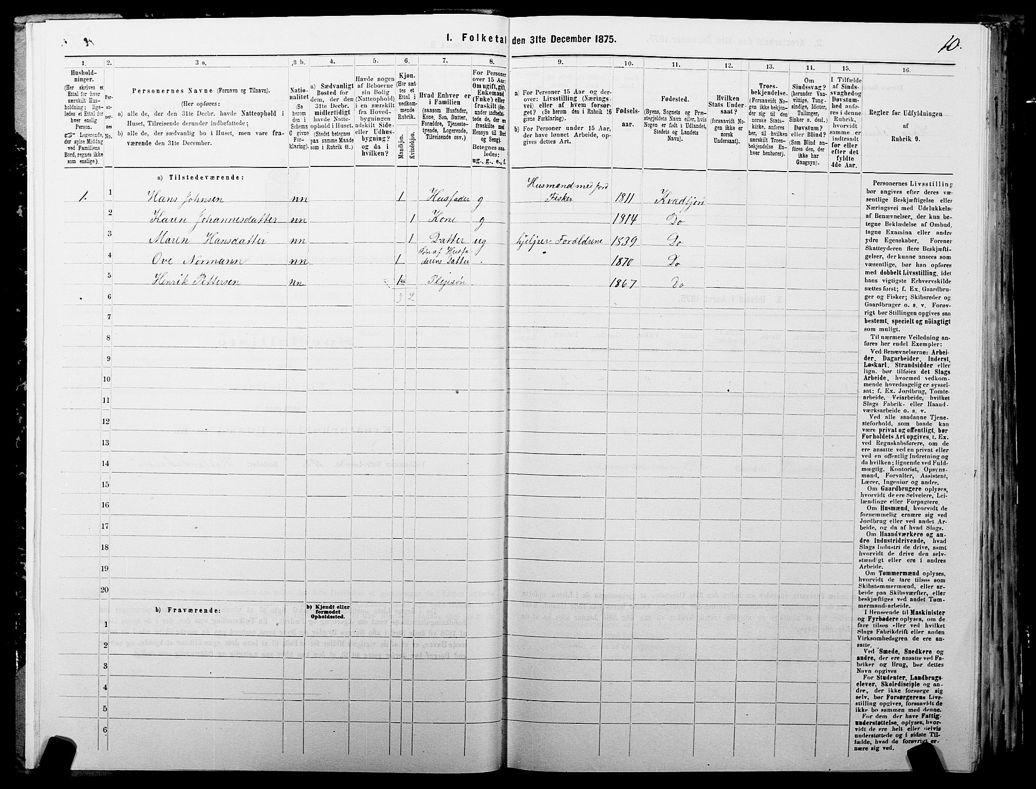 SATØ, 1875 census for 1911P Kvæfjord, 1875, p. 3010