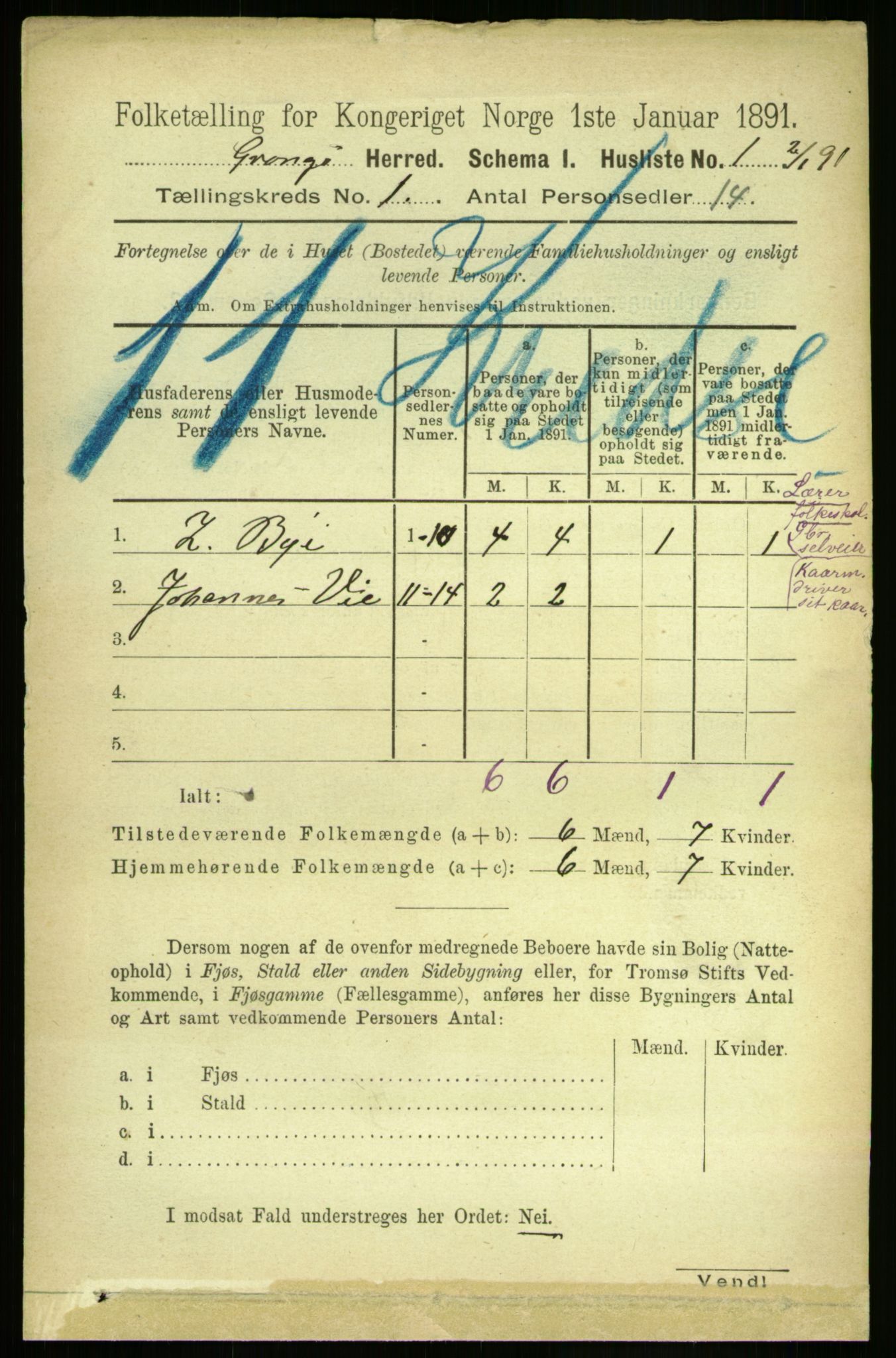 RA, 1891 census for 1742 Grong, 1891, p. 30