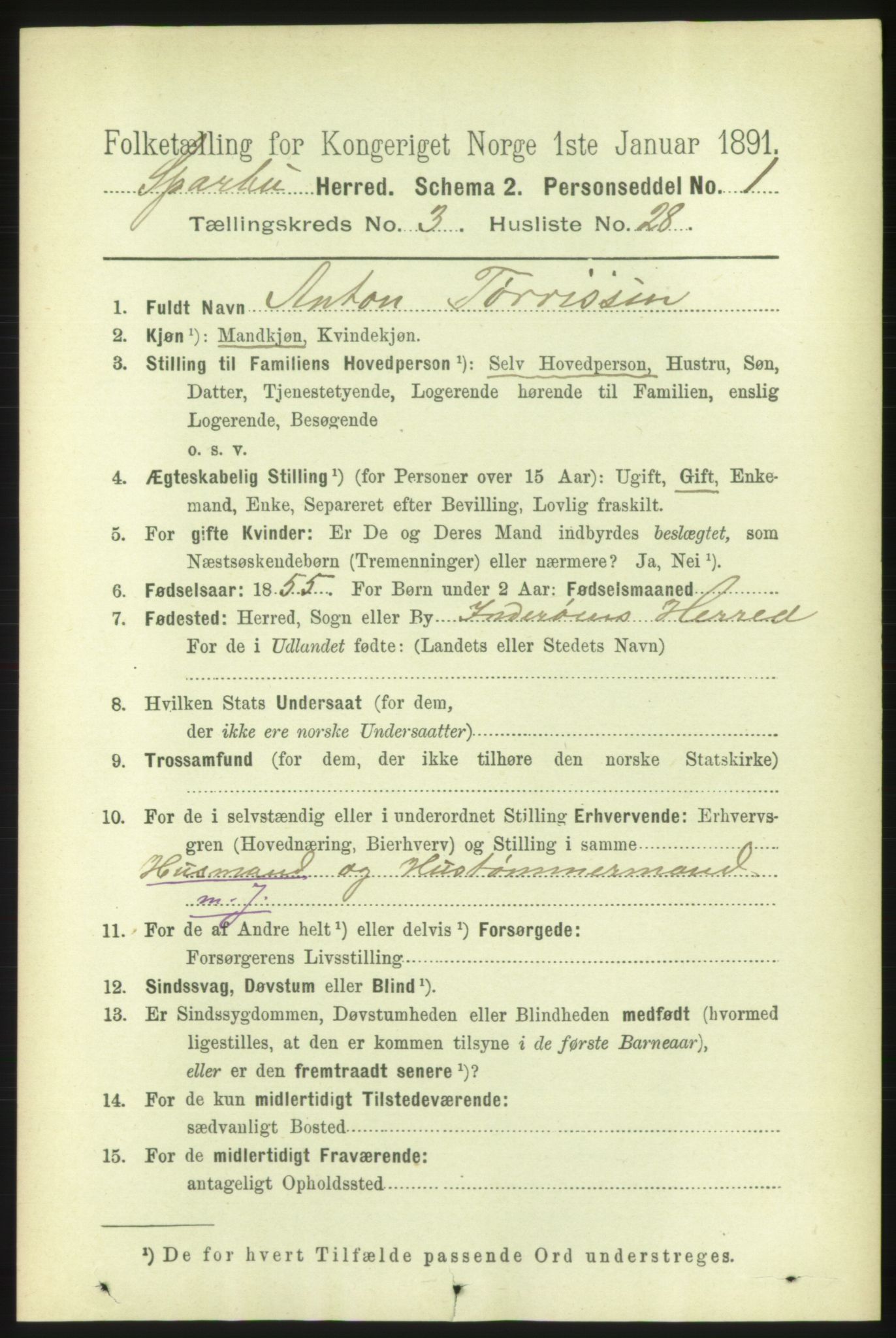 RA, 1891 census for 1731 Sparbu, 1891, p. 1014