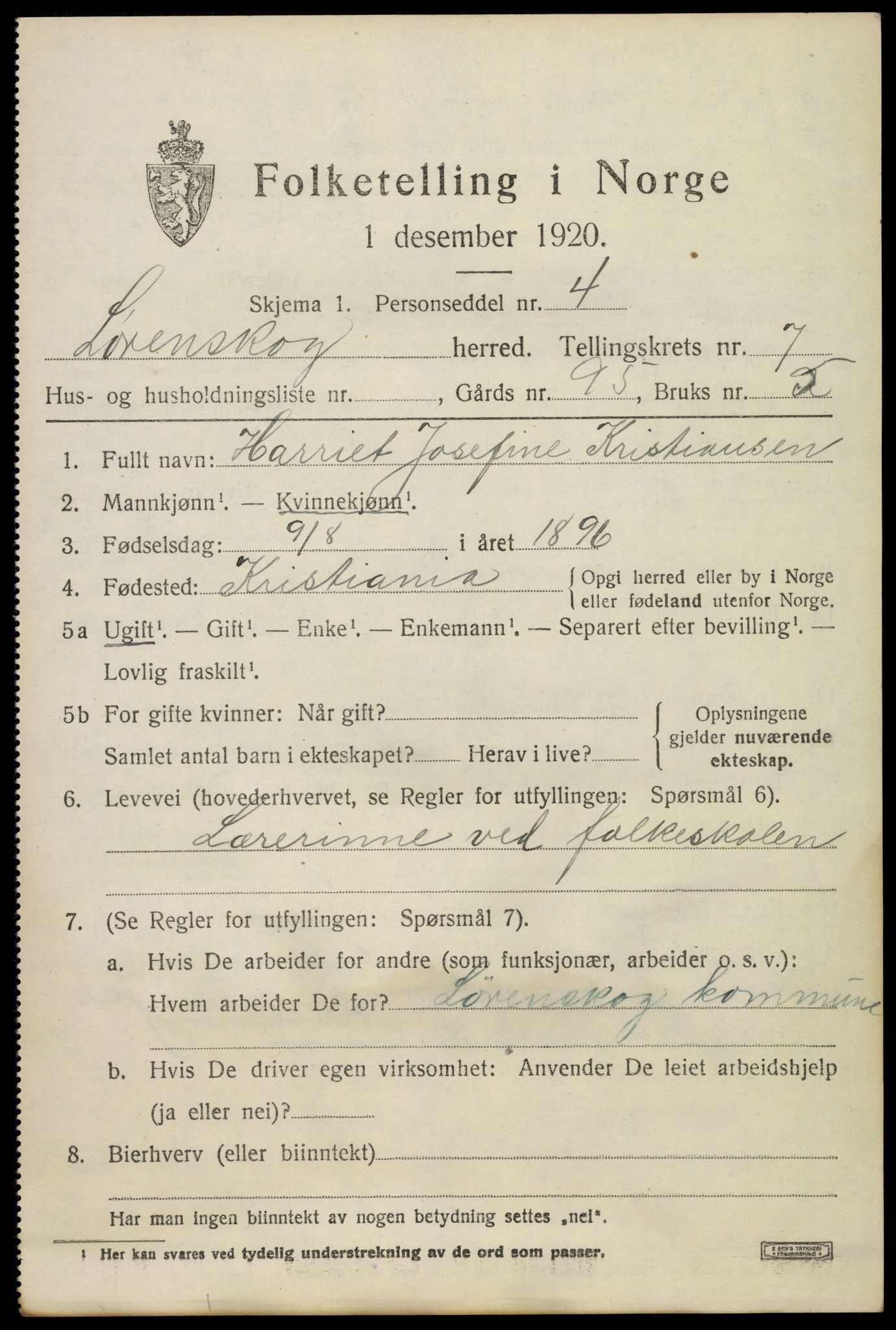 SAO, 1920 census for Lørenskog, 1920, p. 5772