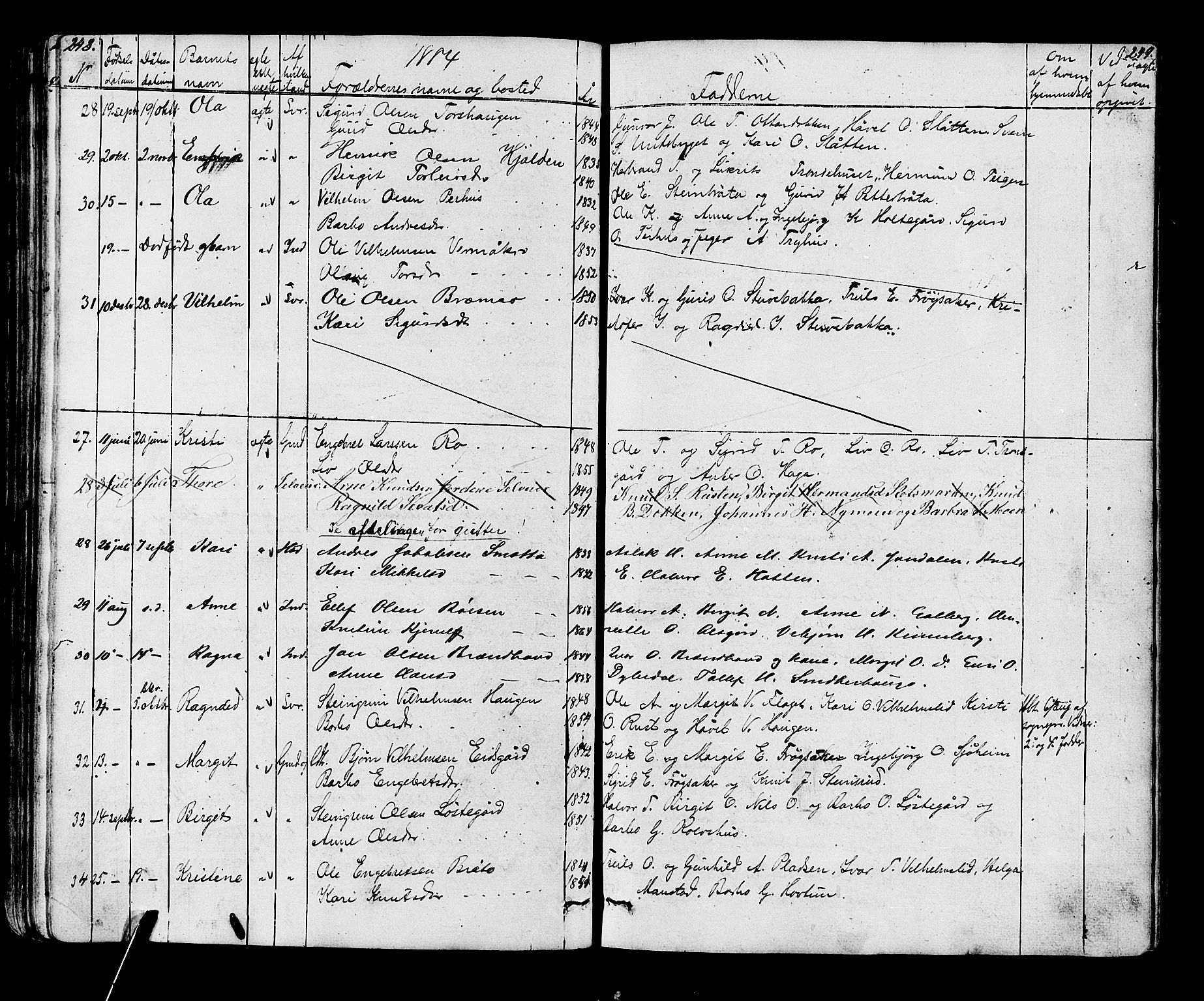 Gol kirkebøker, AV/SAKO-A-226/G/Ga/L0002: Parish register (copy) no. I 2, 1860-1887, p. 248-249