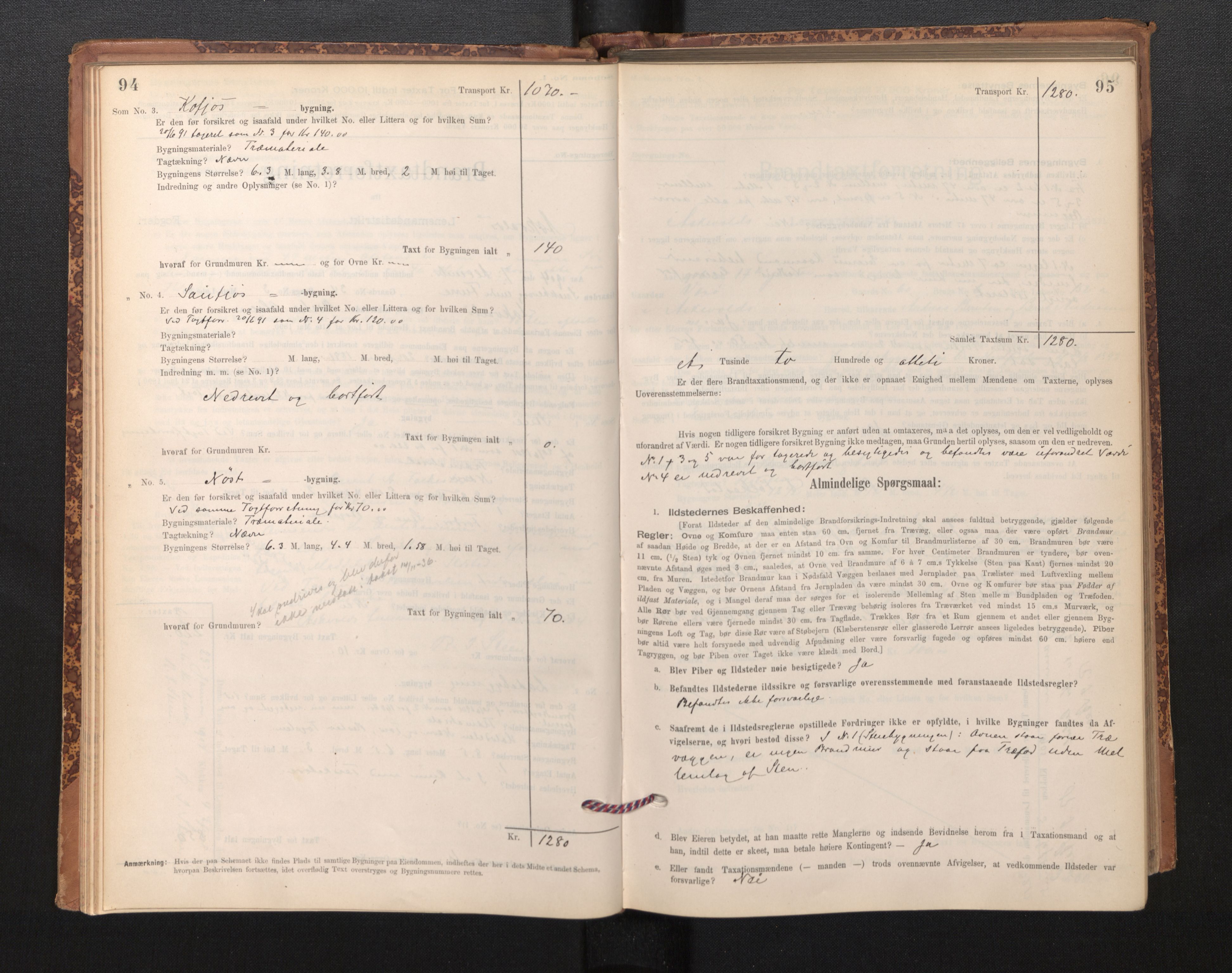 Lensmannen i Askvoll, AV/SAB-A-26301/0012/L0004: Branntakstprotokoll, skjematakst og liste over branntakstmenn, 1895-1932, p. 94-95