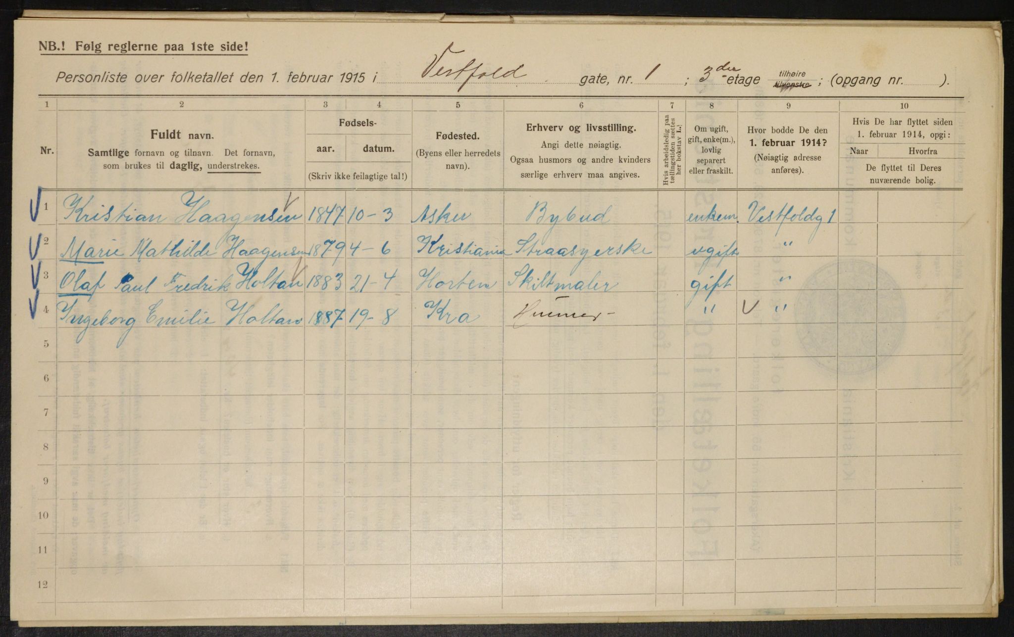 OBA, Municipal Census 1915 for Kristiania, 1915, p. 122980