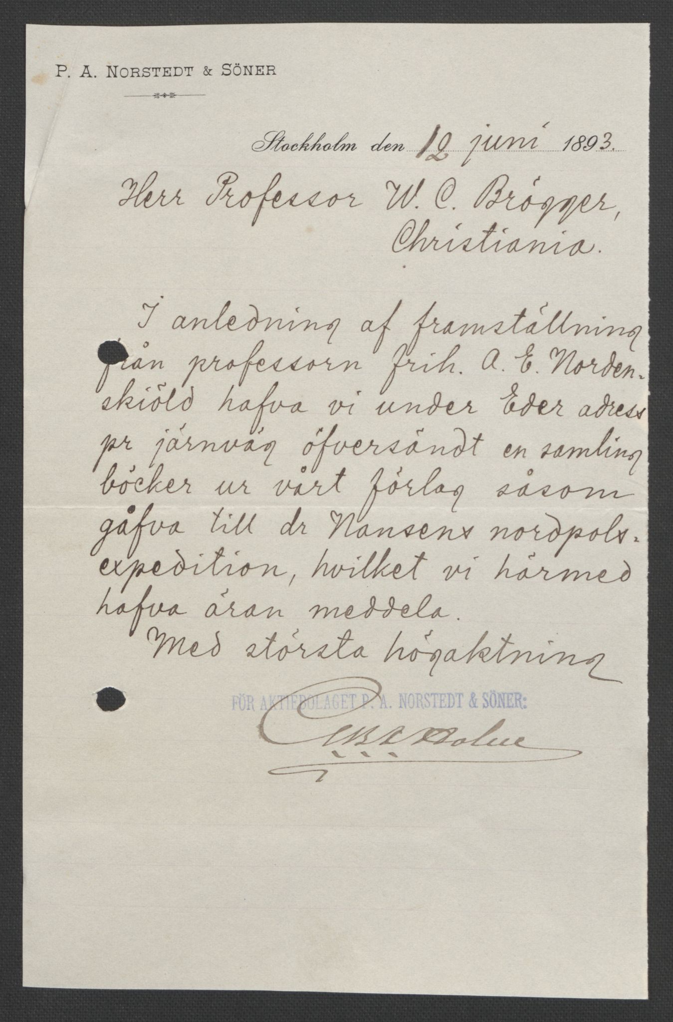 Arbeidskomitéen for Fridtjof Nansens polarekspedisjon, AV/RA-PA-0061/D/L0003/0002: Innk. brev og telegrammer vedr. proviant og utrustning / Utrustningen m.m. - korrespondanse, 1893, p. 285