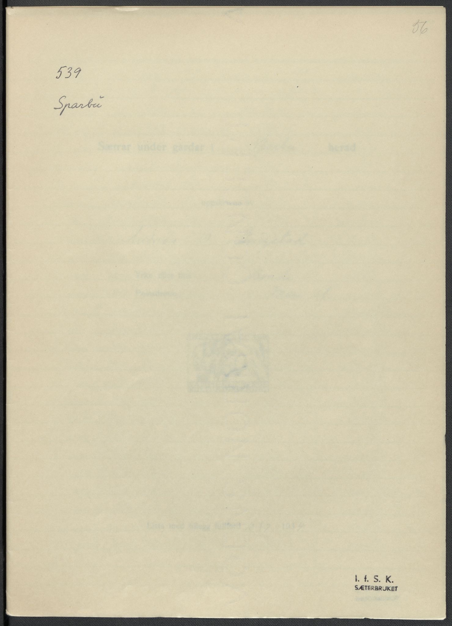 Instituttet for sammenlignende kulturforskning, RA/PA-0424/F/Fc/L0015/0002: Eske B15: / Nord-Trøndelag (perm XLIII), 1933-1938, p. 56