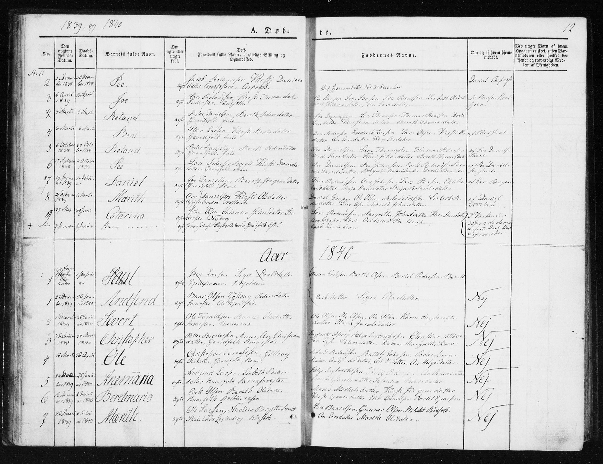 Ministerialprotokoller, klokkerbøker og fødselsregistre - Nord-Trøndelag, SAT/A-1458/749/L0470: Parish register (official) no. 749A04, 1834-1853, p. 12