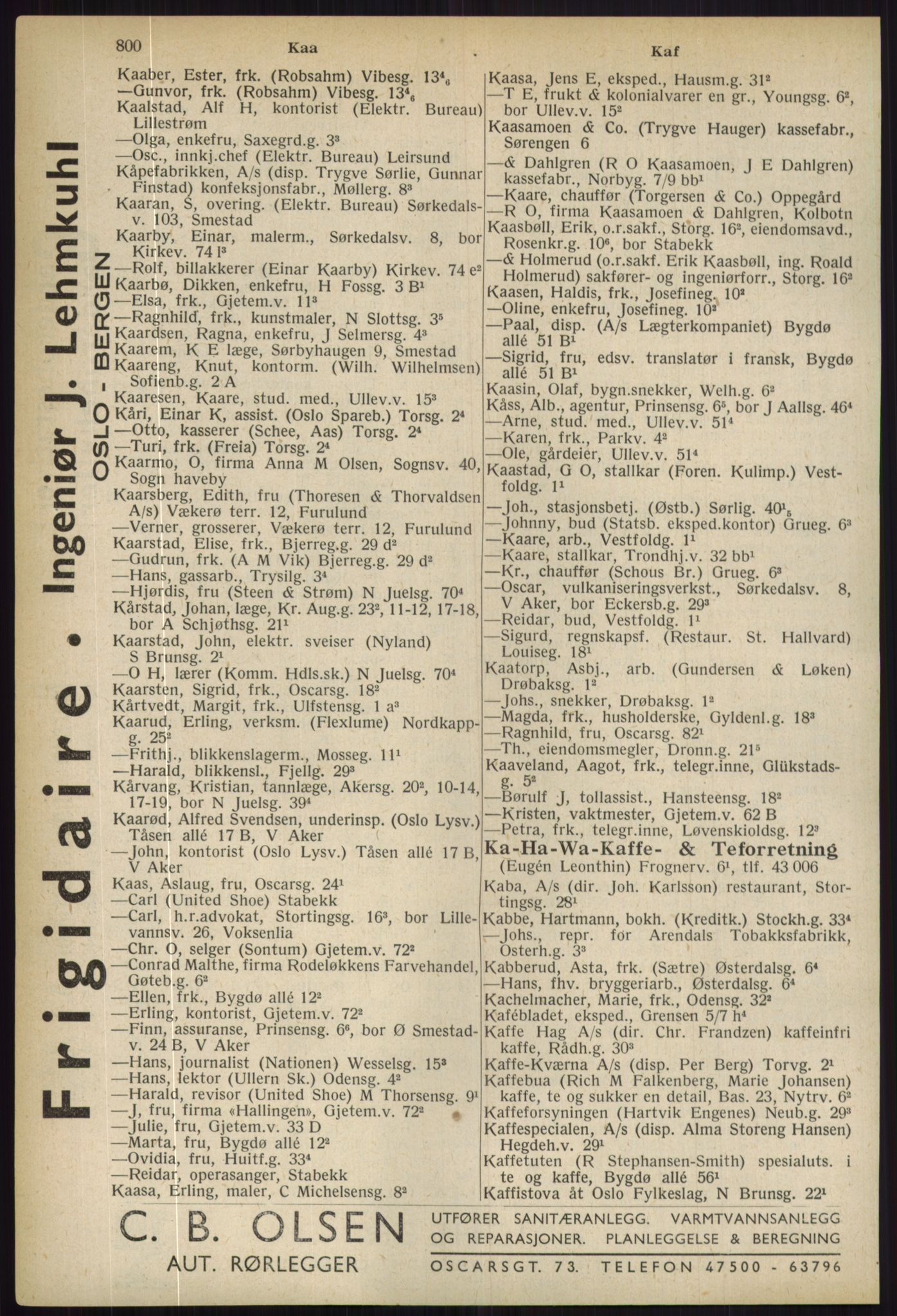 Kristiania/Oslo adressebok, PUBL/-, 1936, p. 800