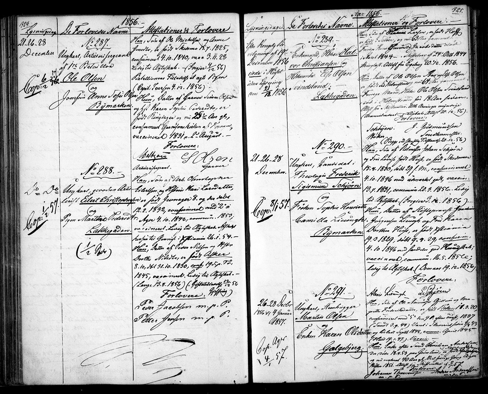 Aker prestekontor kirkebøker, AV/SAO-A-10861/H/L0005: Banns register no. 5, 1853-1864, p. 324-325