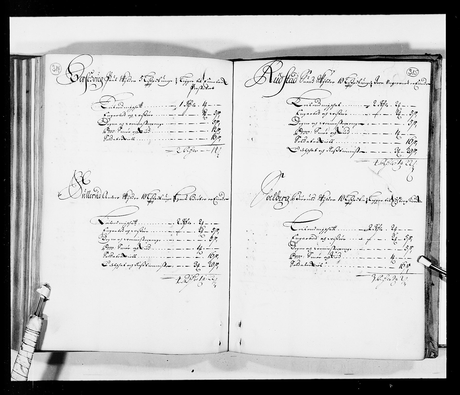 Stattholderembetet 1572-1771, AV/RA-EA-2870/Ek/L0034/0001: Jordebøker 1662-1720: / Matrikkel for Nedre Romerike, 1685, p. 314-315