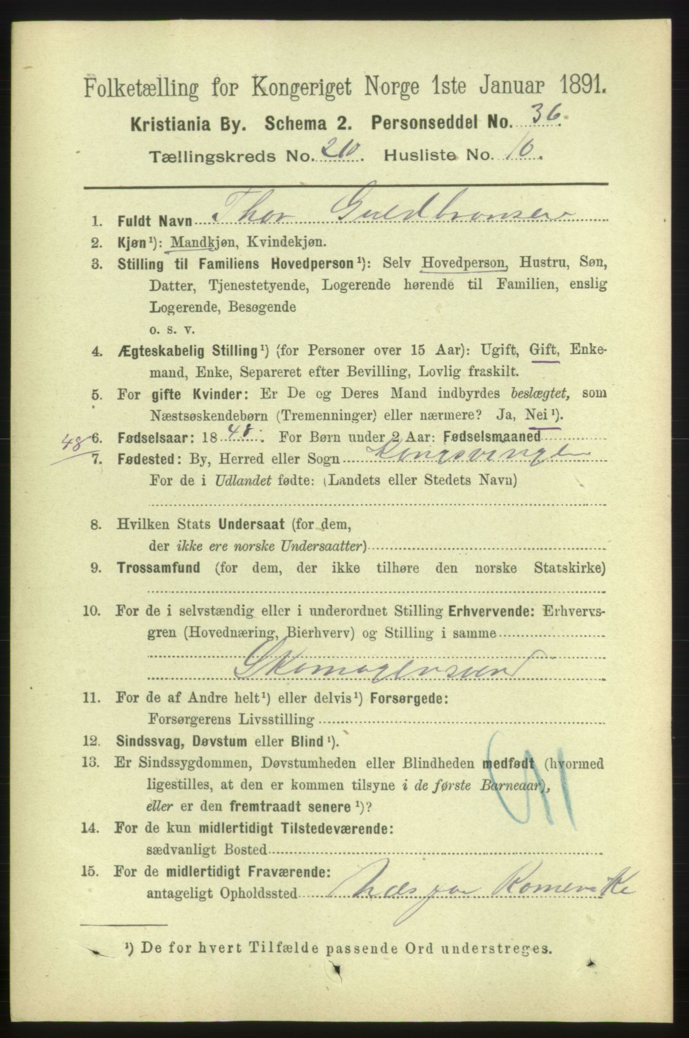 RA, 1891 census for 0301 Kristiania, 1891, p. 125847