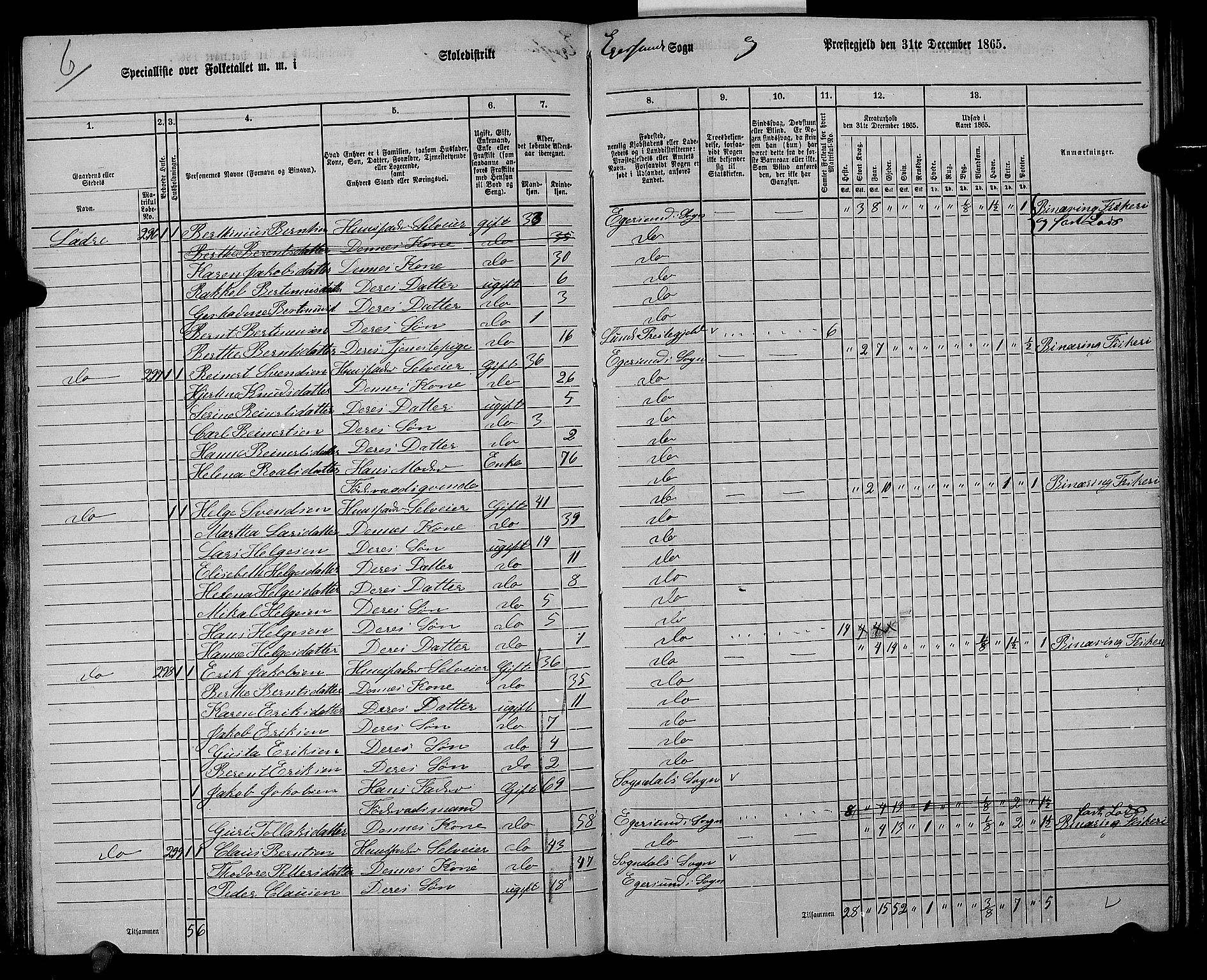 RA, 1865 census for Eigersund/Eigersund og Ogna, 1865, p. 97