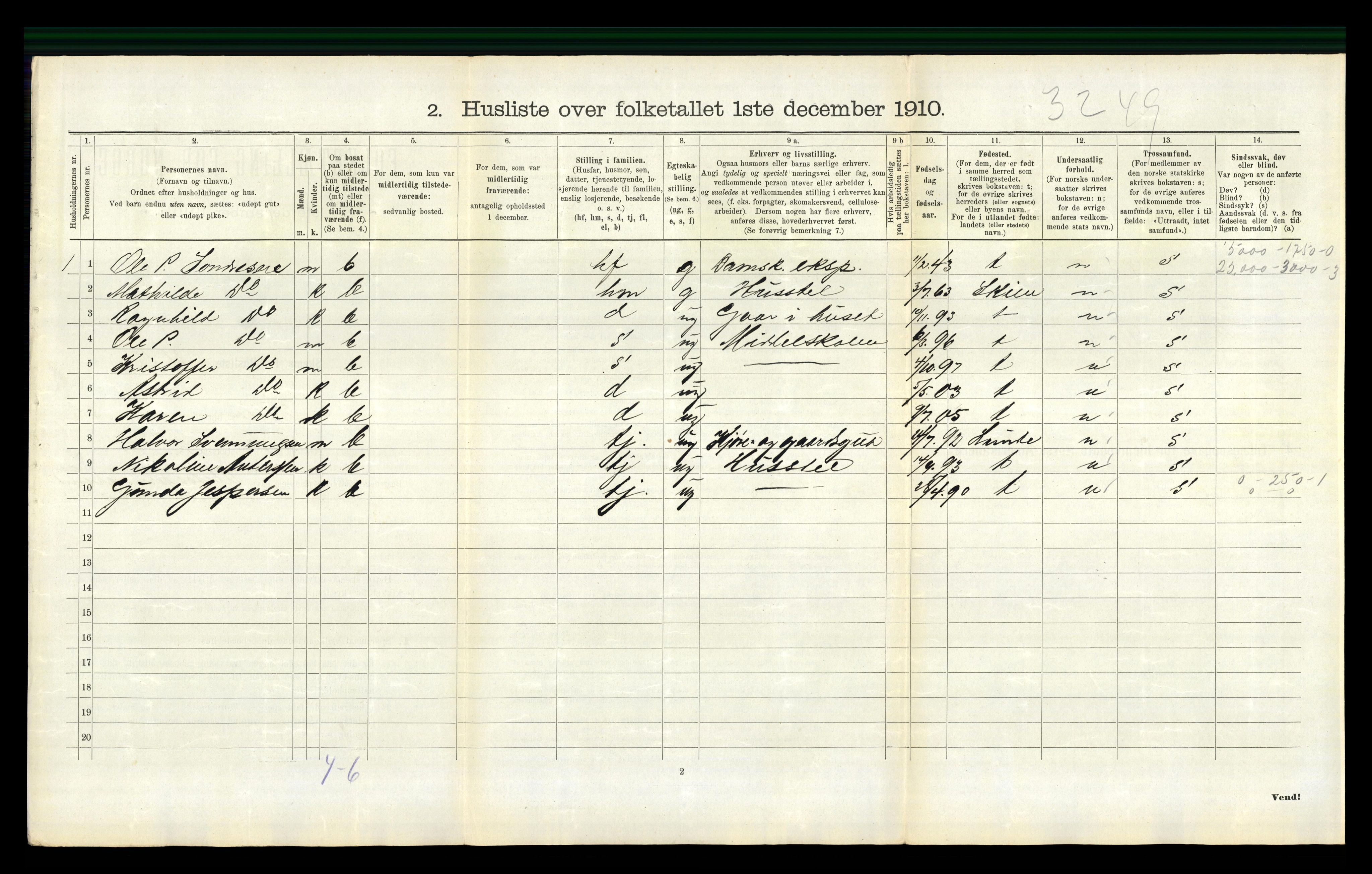 RA, 1910 census for Holla, 1910, p. 990