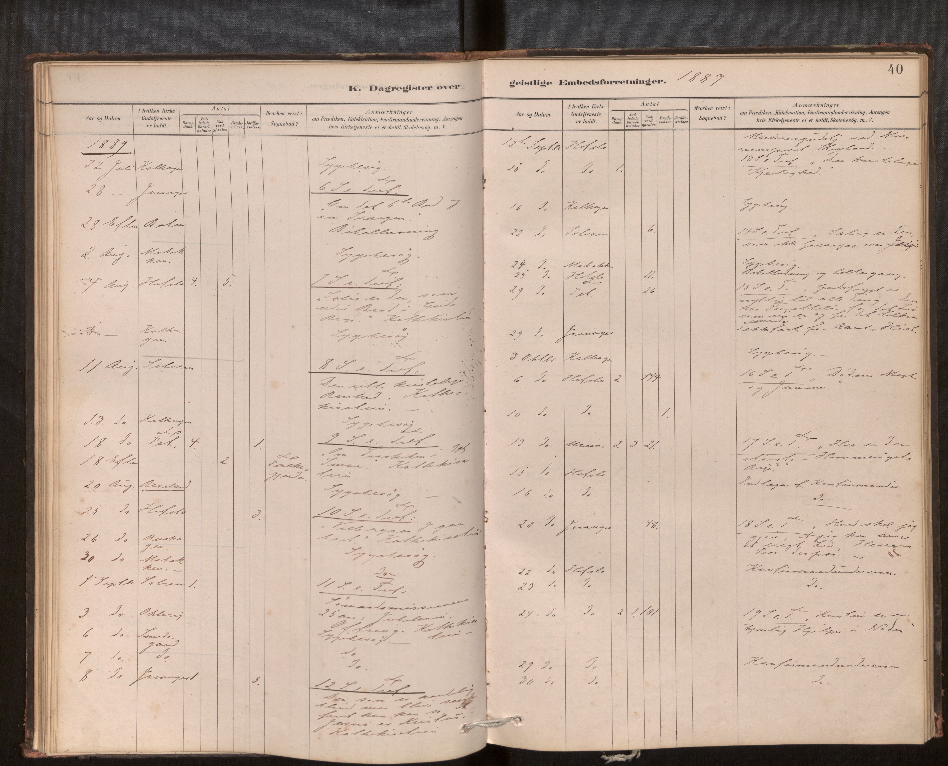 Hafslo sokneprestembete, SAB/A-80301/H/Haa/Haaf/L0003: Diary records no. F 3, 1879-1909, p. 40