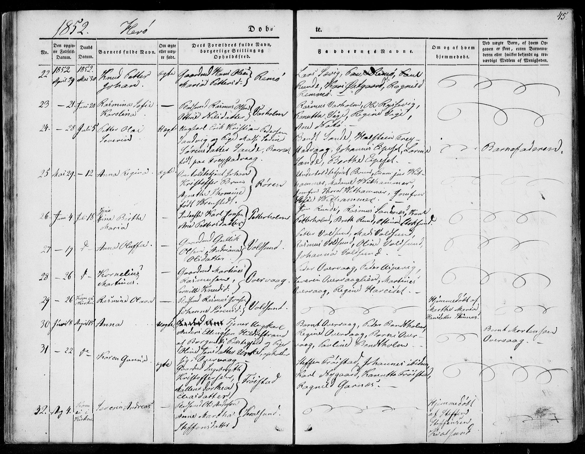 Ministerialprotokoller, klokkerbøker og fødselsregistre - Møre og Romsdal, AV/SAT-A-1454/507/L0070: Parish register (official) no. 507A05, 1842-1873, p. 45