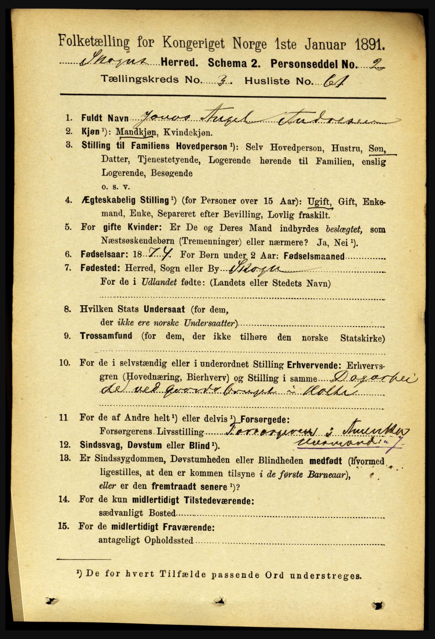 RA, 1891 census for 1719 Skogn, 1891, p. 1975