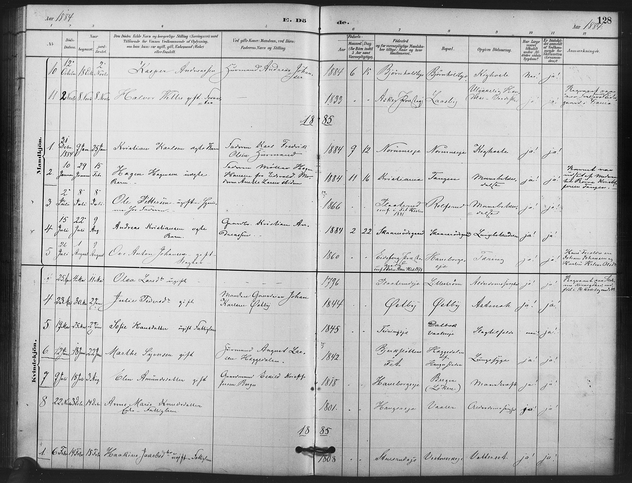 Skedsmo prestekontor Kirkebøker, AV/SAO-A-10033a/F/Fb/L0001: Parish register (official) no. II 1, 1883-1901, p. 128