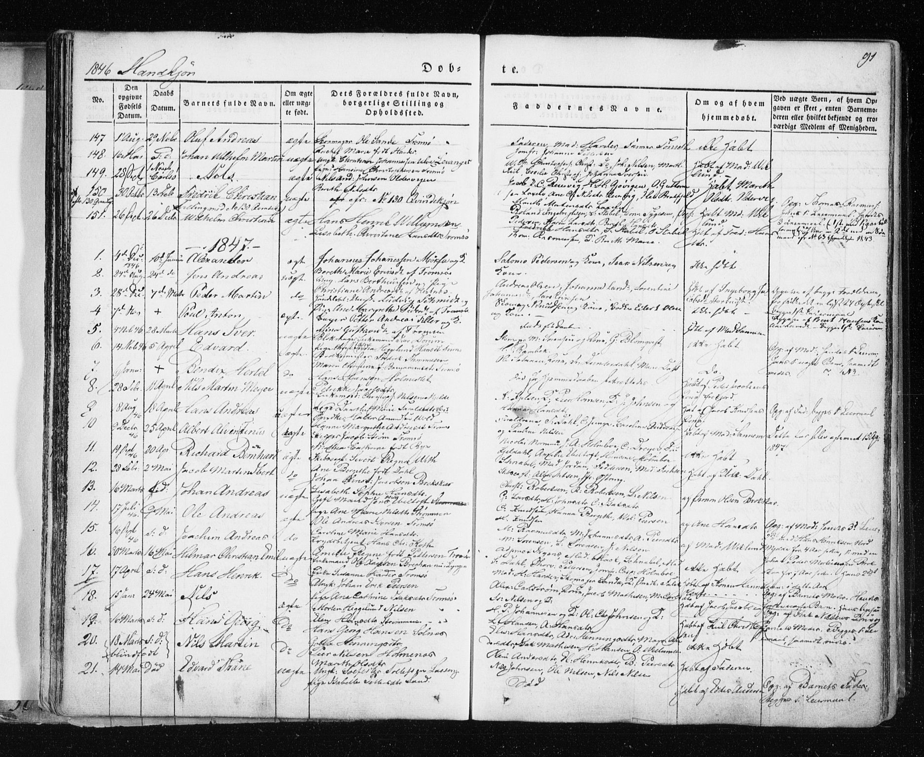 Tromsø sokneprestkontor/stiftsprosti/domprosti, SATØ/S-1343/G/Ga/L0009kirke: Parish register (official) no. 9, 1837-1847, p. 91