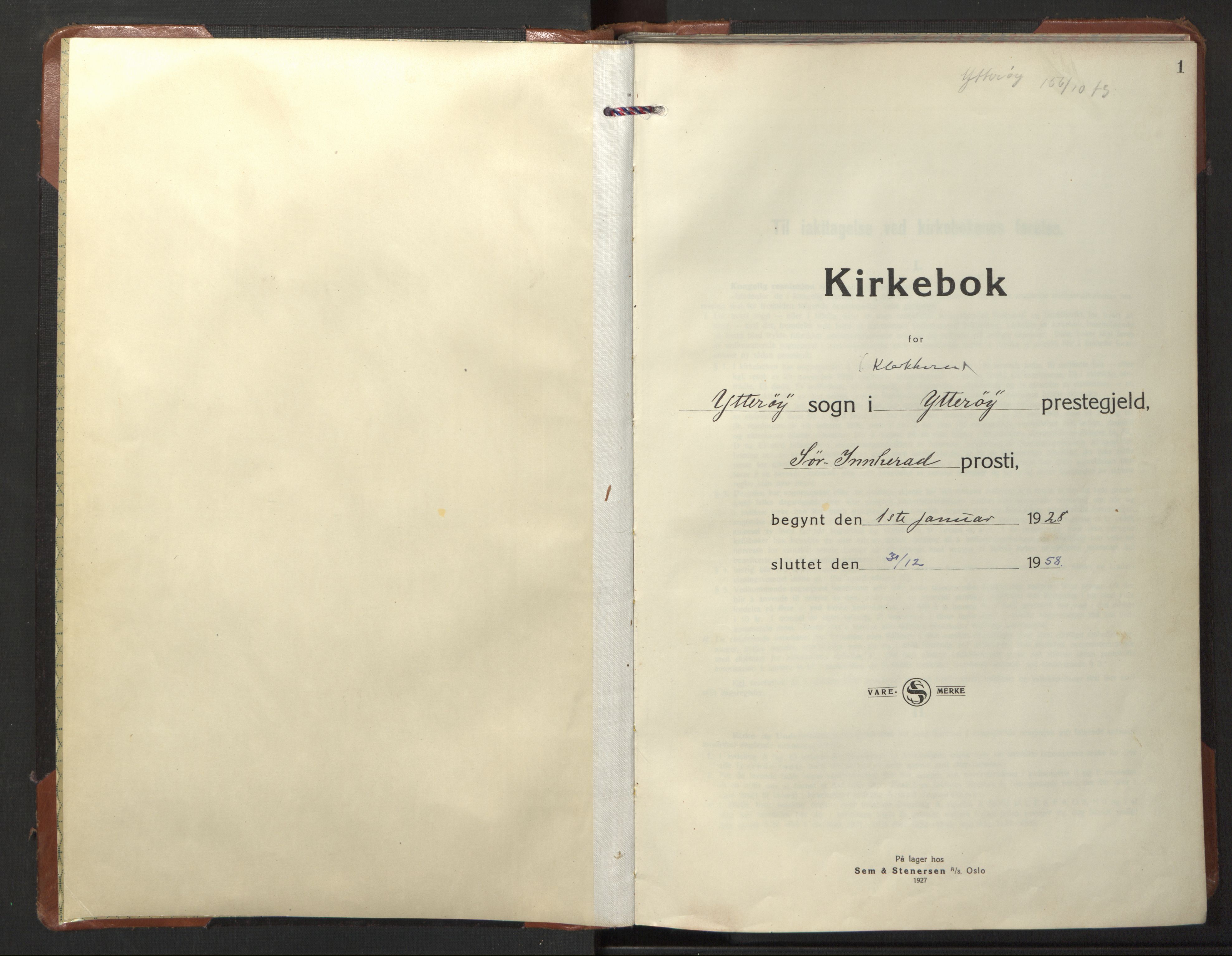 Ministerialprotokoller, klokkerbøker og fødselsregistre - Nord-Trøndelag, SAT/A-1458/722/L0227: Parish register (copy) no. 722C03, 1928-1958, p. 1