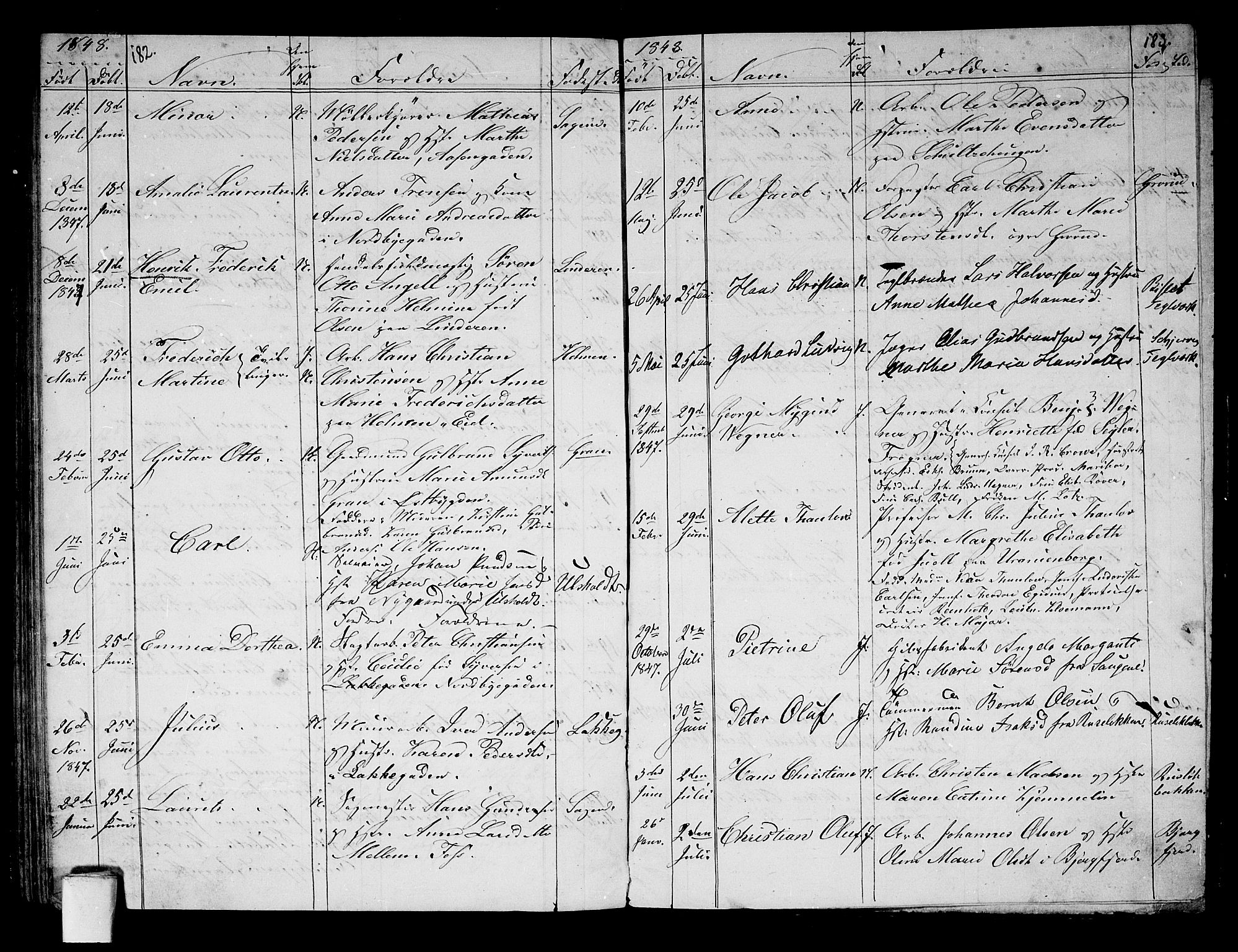 Aker prestekontor kirkebøker, AV/SAO-A-10861/G/L0008: Parish register (copy) no. 8, 1845-1848, p. 182-183