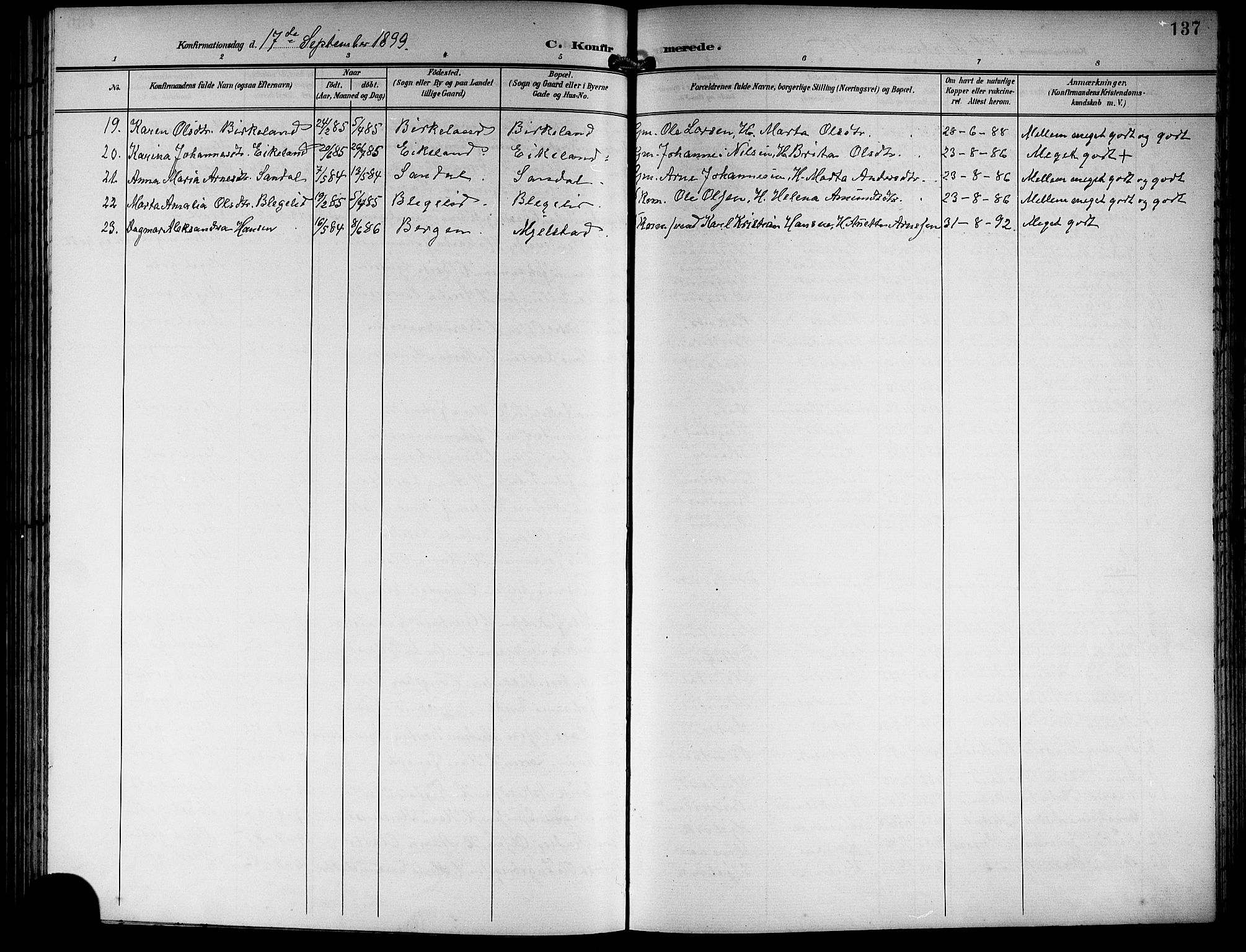 Hamre sokneprestembete, SAB/A-75501/H/Ha/Hab: Parish register (copy) no. B 4, 1898-1919, p. 137