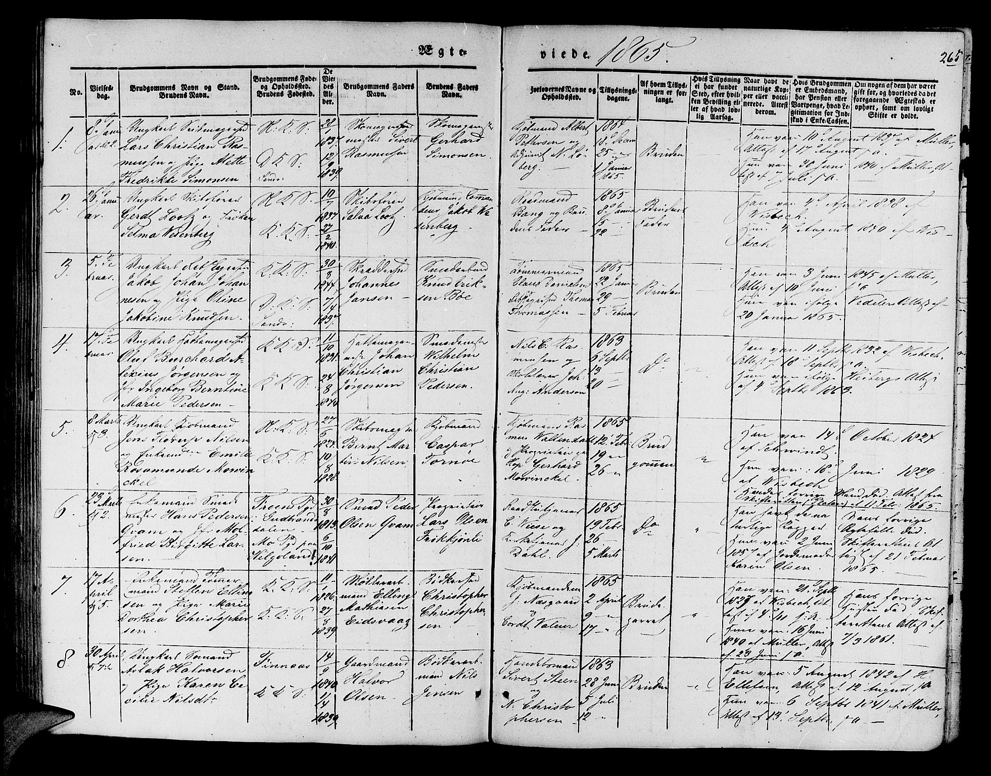 Korskirken sokneprestembete, SAB/A-76101/H/Hab: Parish register (copy) no. D 1, 1840-1867, p. 265