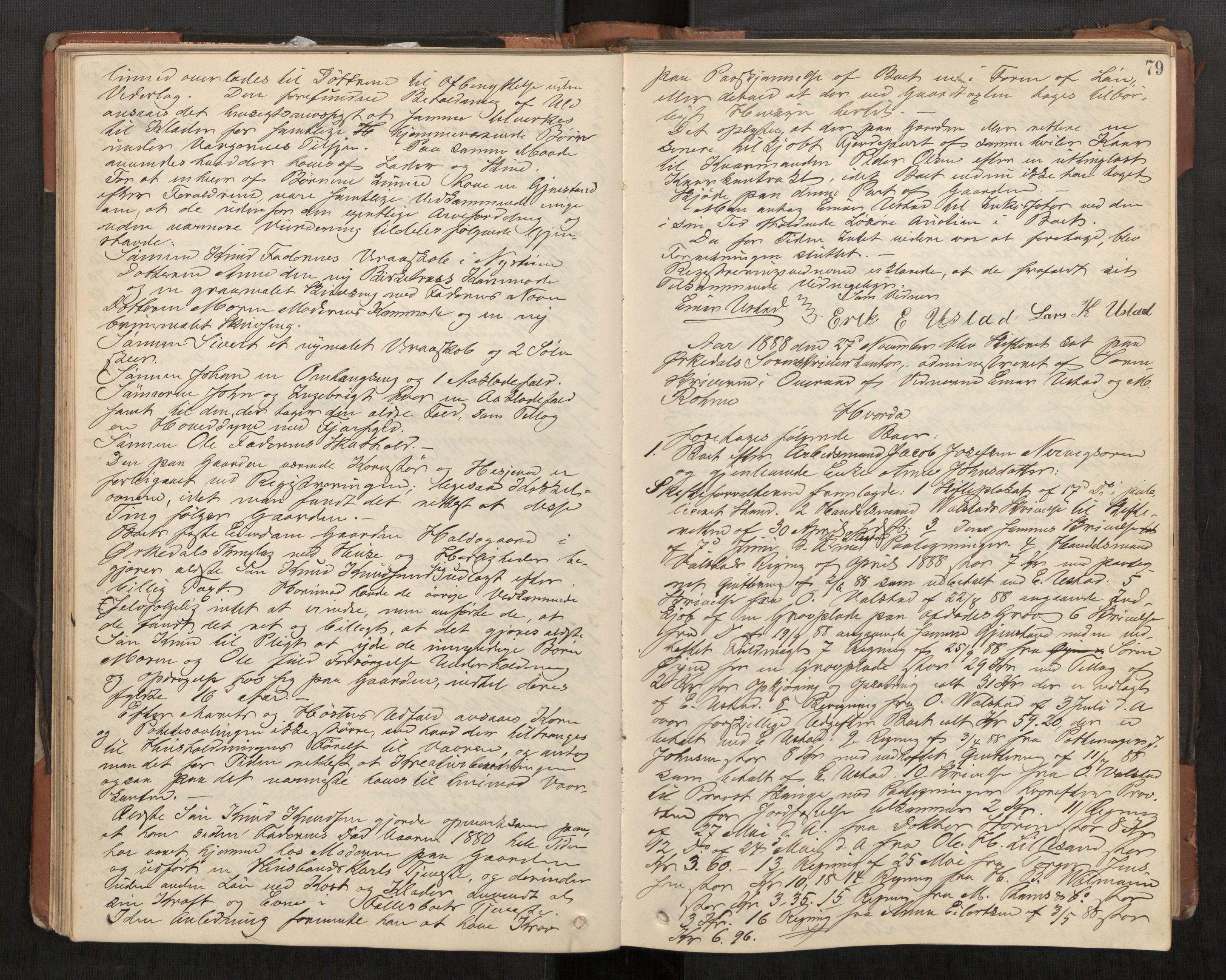 Orkdal sorenskriveri, AV/SAT-A-4169/1/3/3B/L0008: Skiftebehandlingsprotokoll, 1885-1896, p. 79