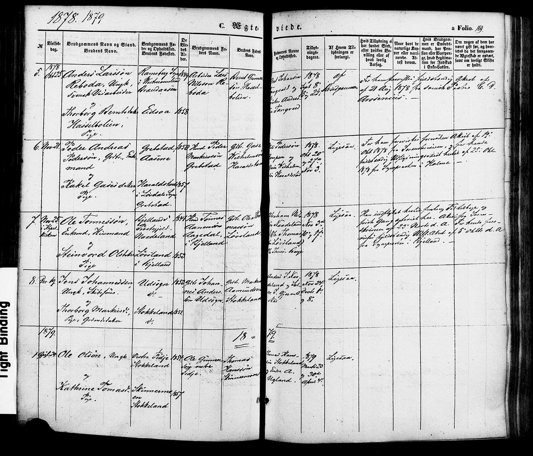 Søgne sokneprestkontor, SAK/1111-0037/F/Fa/Faa/L0002: Parish register (official) no. A 2, 1854-1882, p. 169